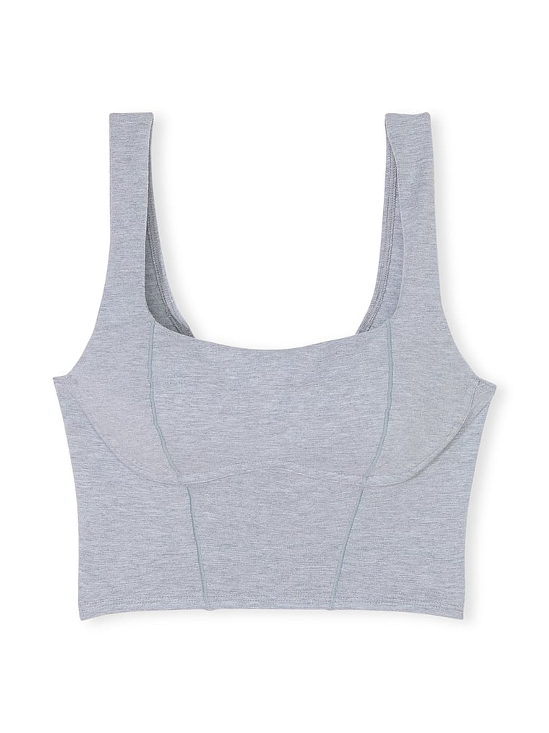 Grey Heather Cotton Scoop Sports Bra Top - Image 3 of 4
