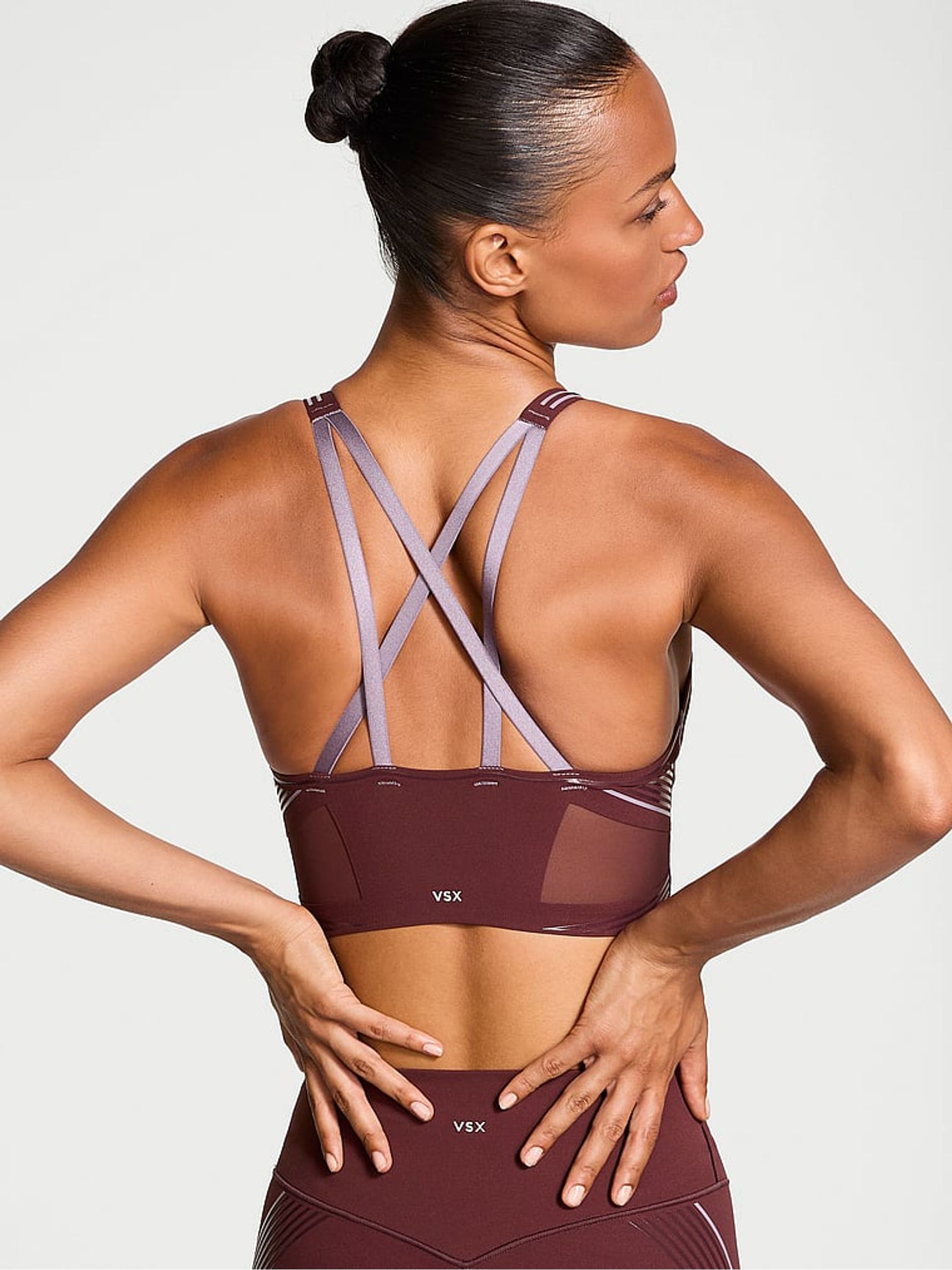 Burgundy Brown Plunge VSX Elevate™ Contour Low Impact Sports Bra - Image 2 of 3