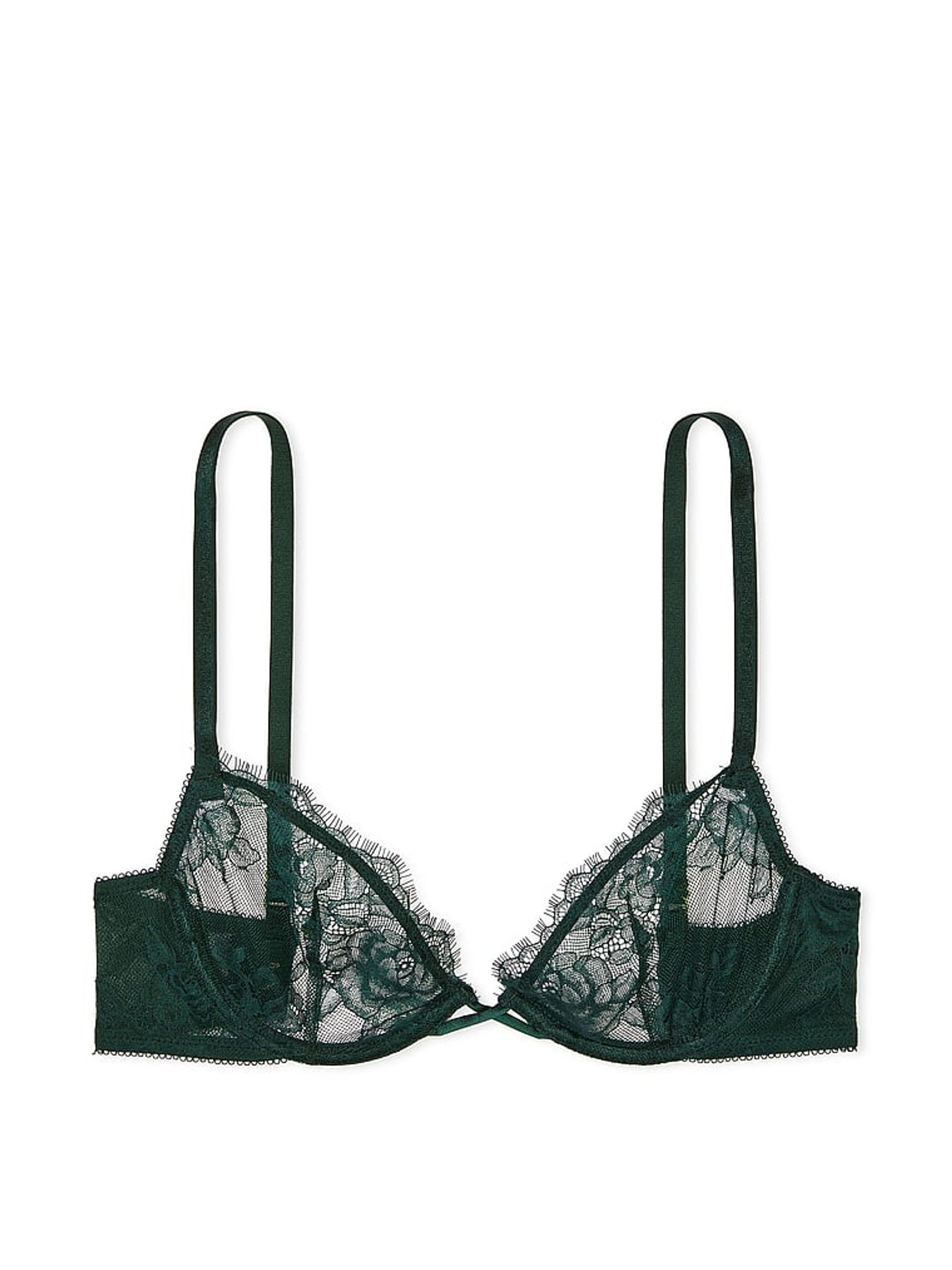 Botanical Green Unlined Demi Rose Lace Bra - Image 4 of 4