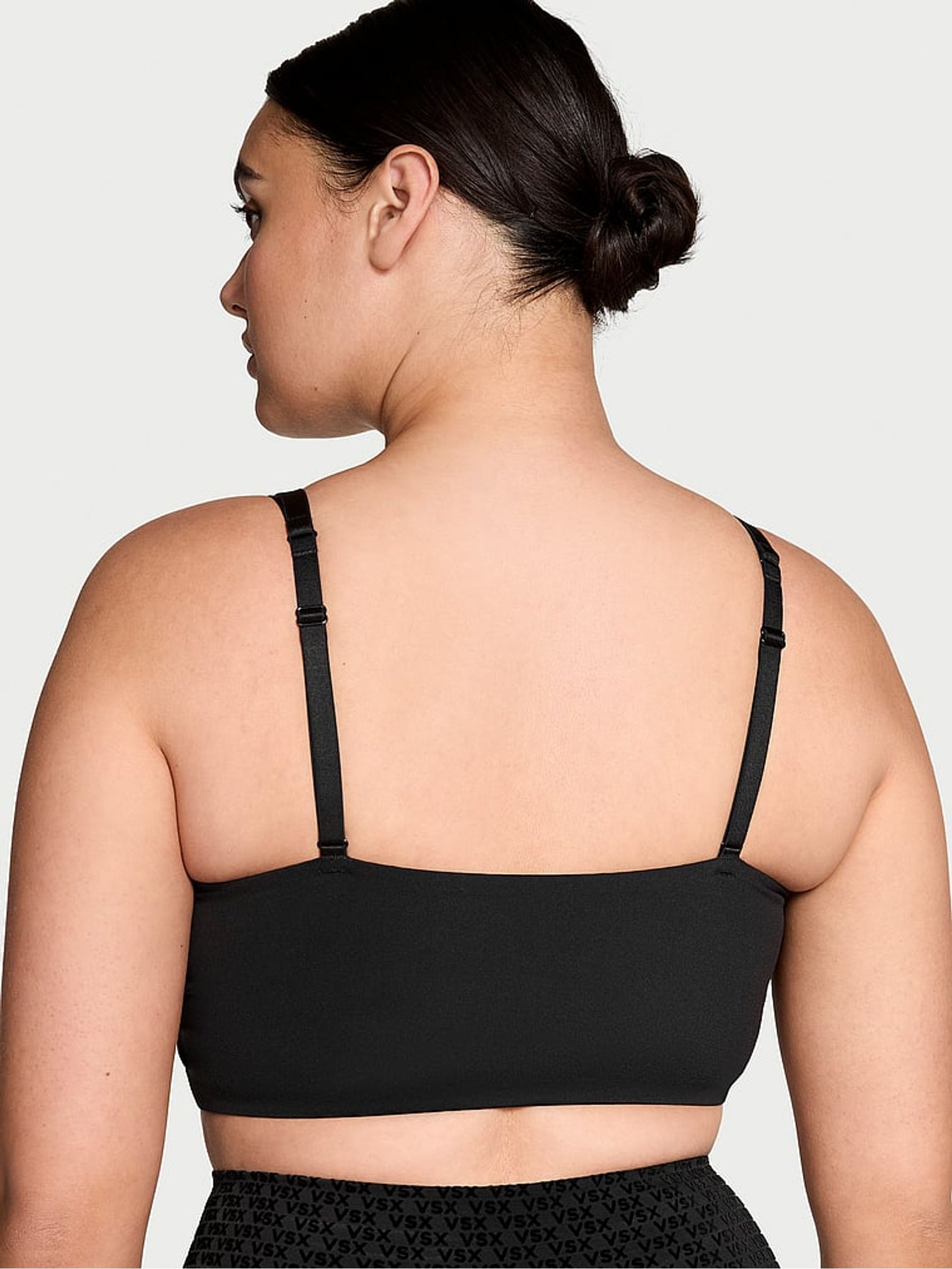 Black Longline Elevate™ Logo Mesh Low Support Sports Bra - Image 2 of 3