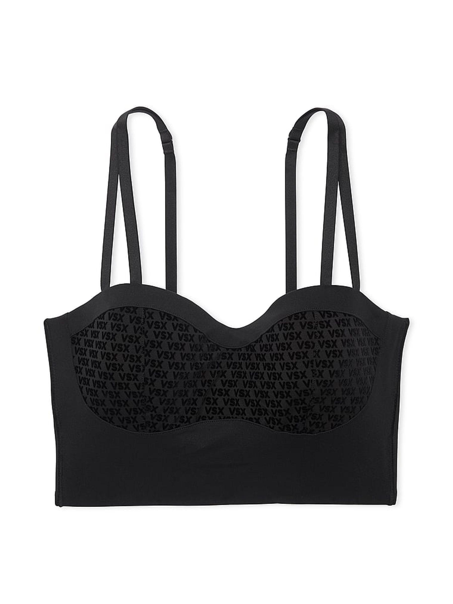 Black Longline Elevate™ Logo Mesh Low Support Sports Bra - Image 3 of 3