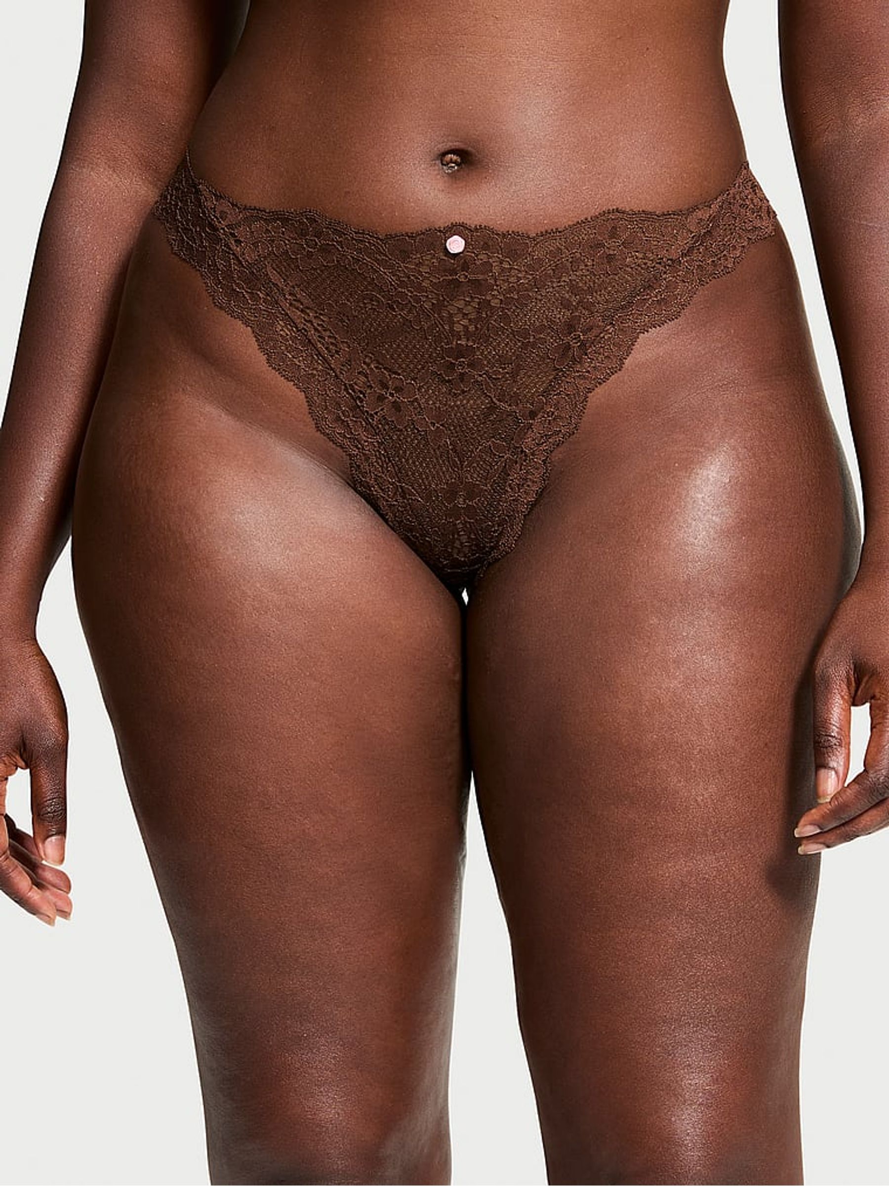 Ganache Nude Thong Lace Knickers - Image 1 of 3