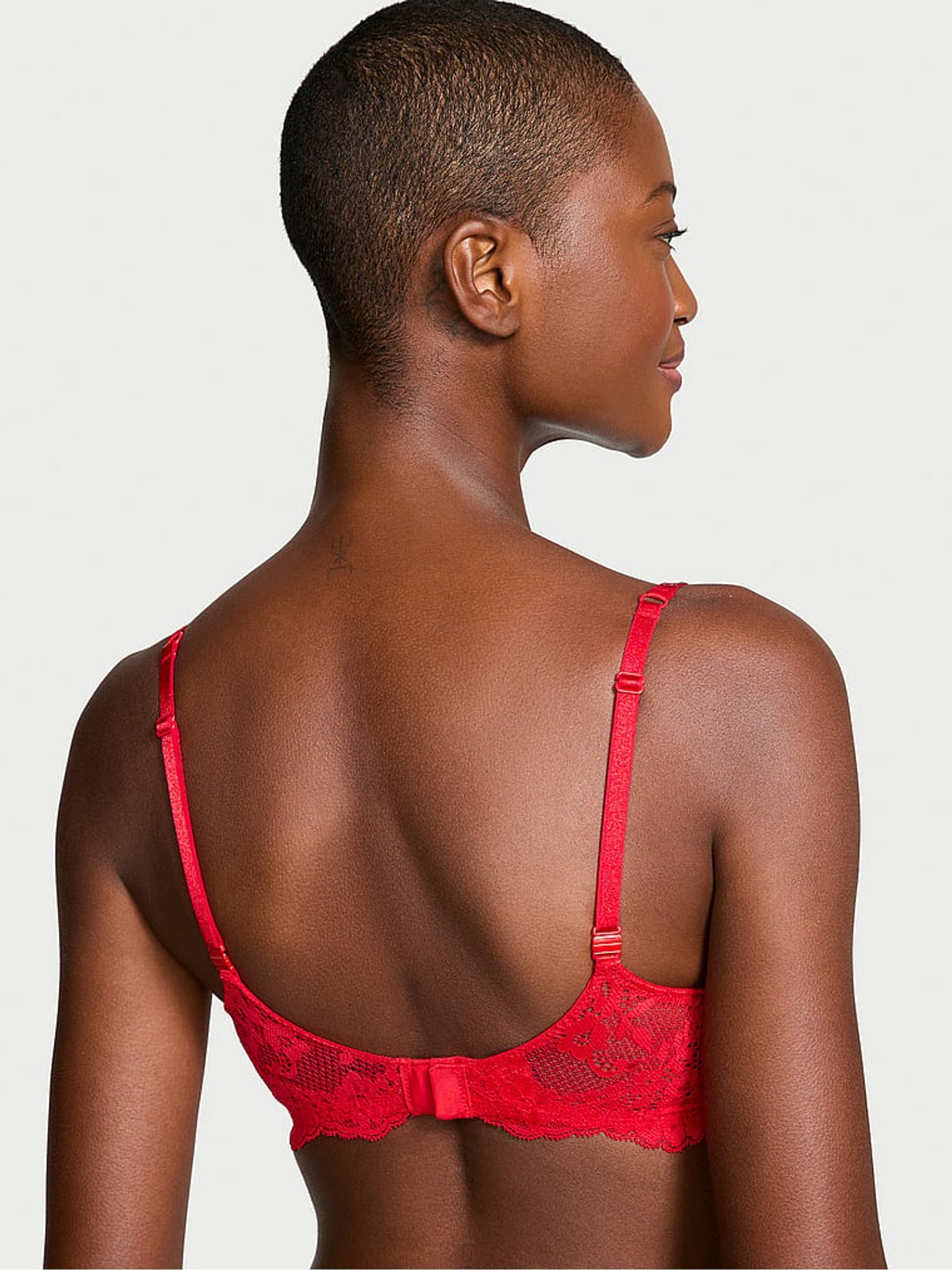 Vermillion Red Unlined Balcony Twinkle Strap Bra - Image 2 of 4