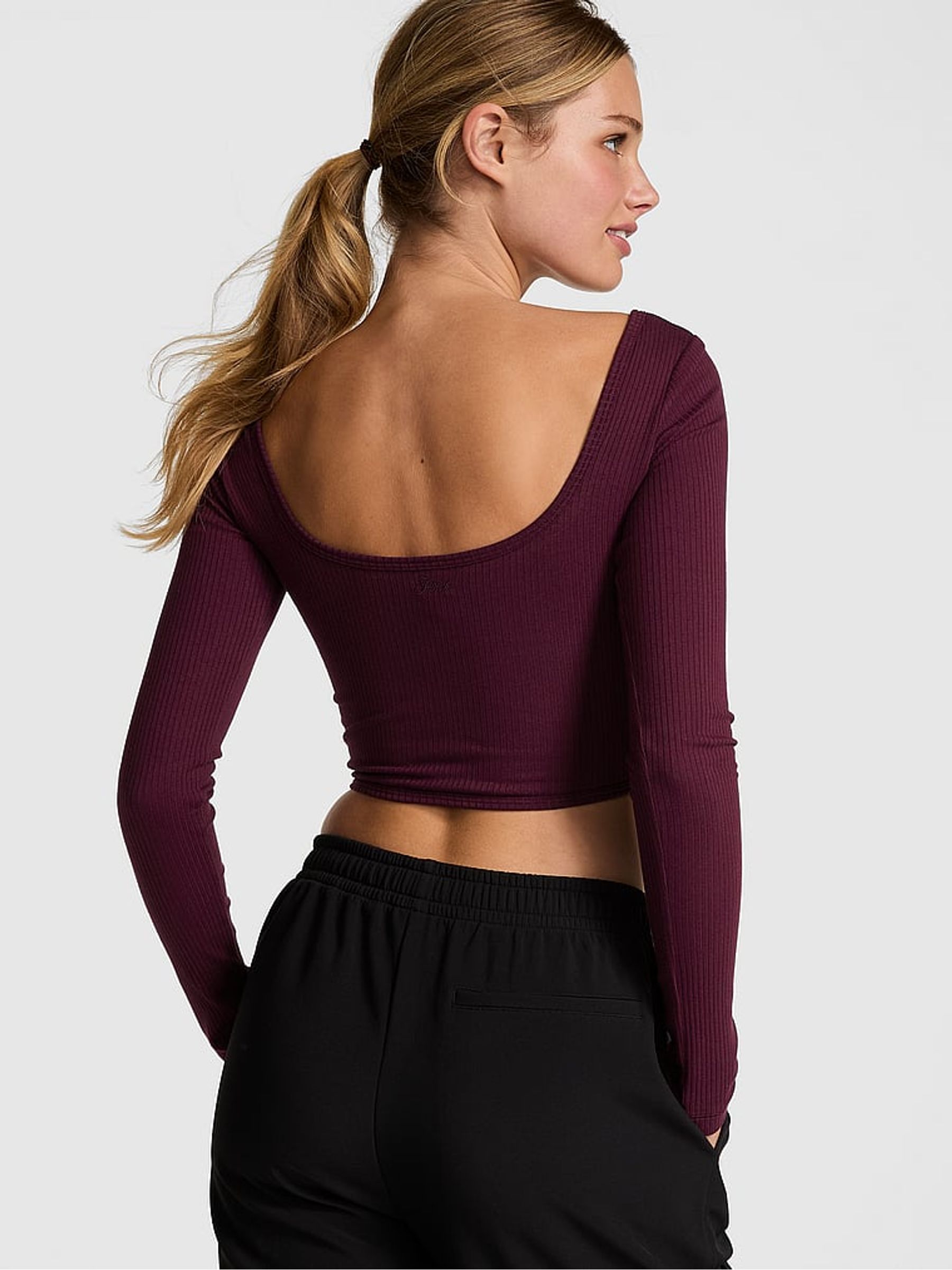 Purple Rose Long Sleeve Cotton Corset Top - Image 2 of 3