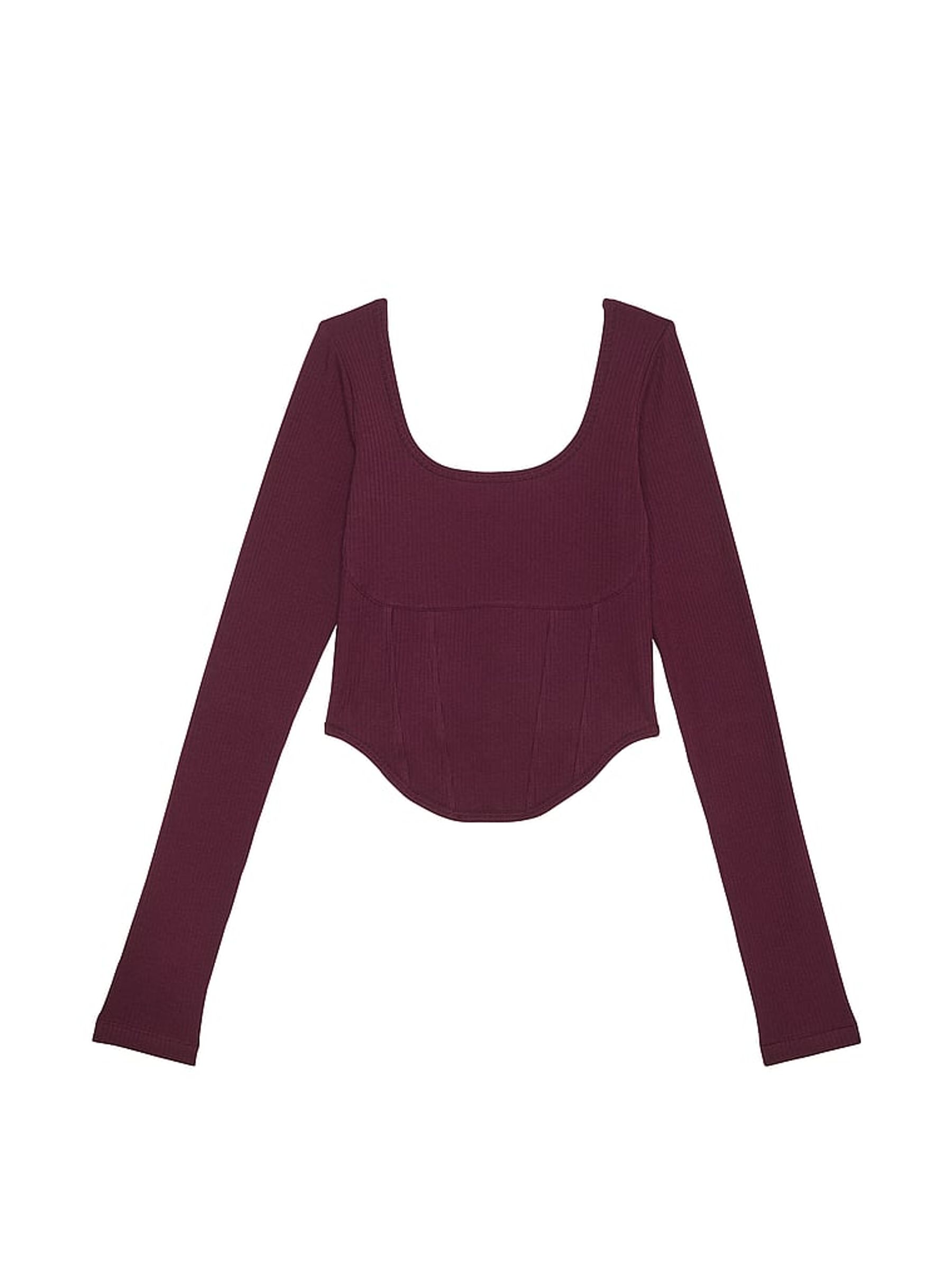 Purple Rose Long Sleeve Cotton Corset Top - Image 3 of 3