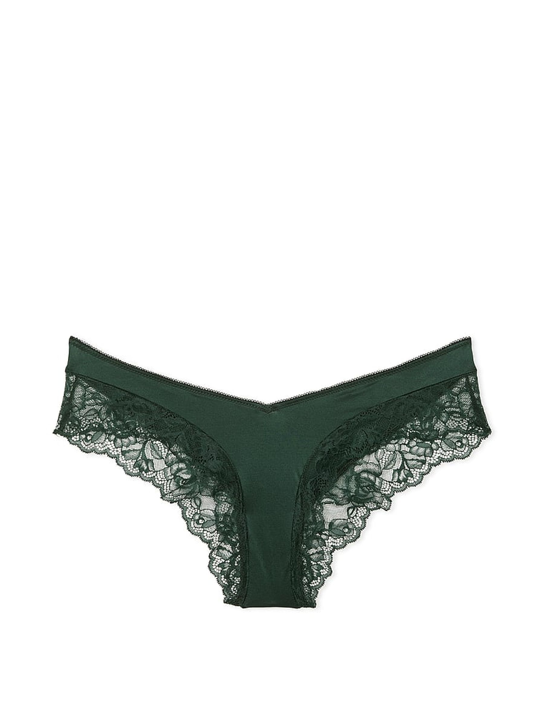 Botanical Green Cheeky Rose Lace Trim Knickers - Image 3 of 3
