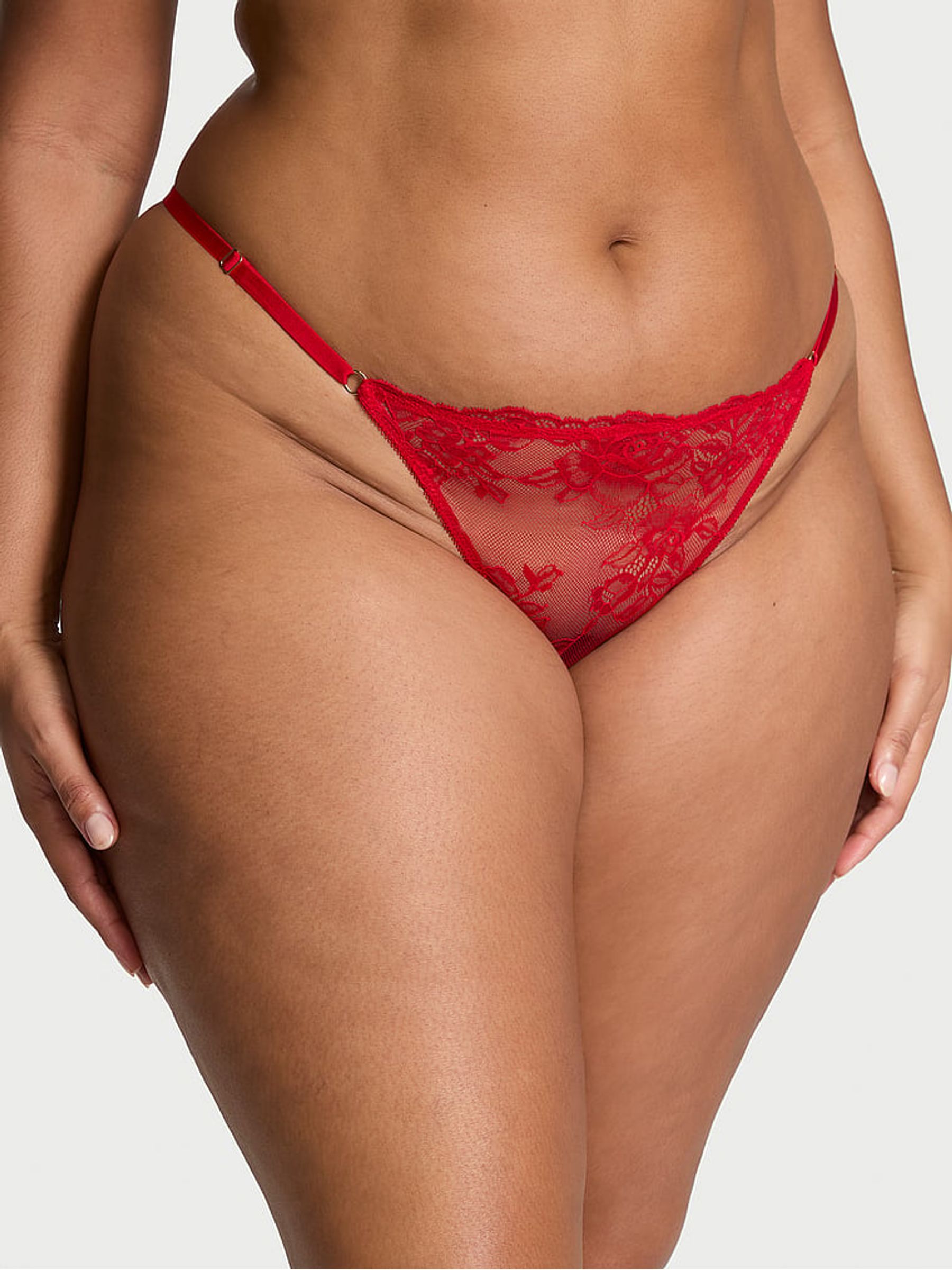 Lipstick Red G String Rose Lace Knickers - Image 1 of 3