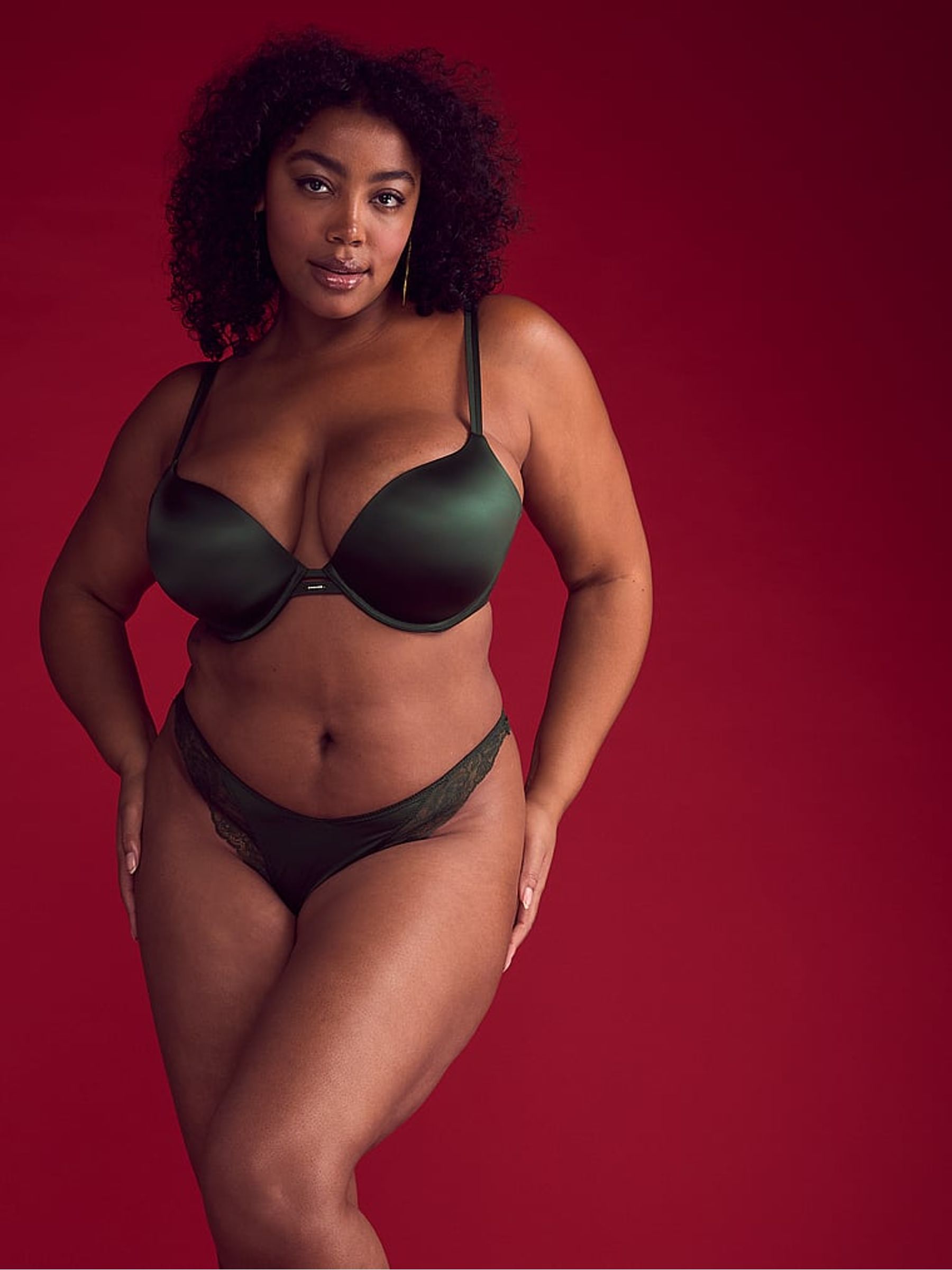 Botanical Green Thong Rose Lace Trim Knickers - Image 4 of 4