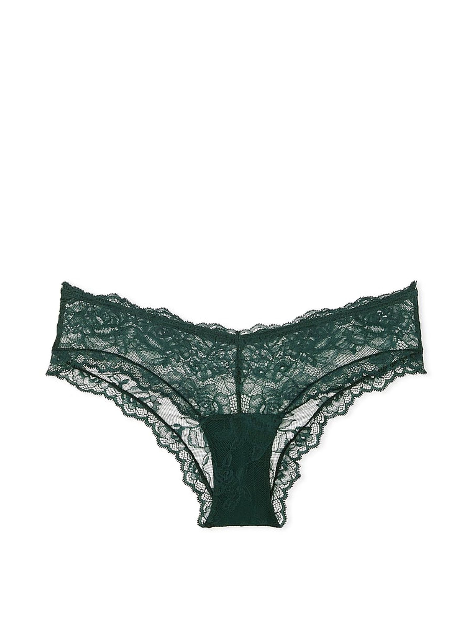 Botanical Green Cheeky Rose Lace Knickers - Image 3 of 4