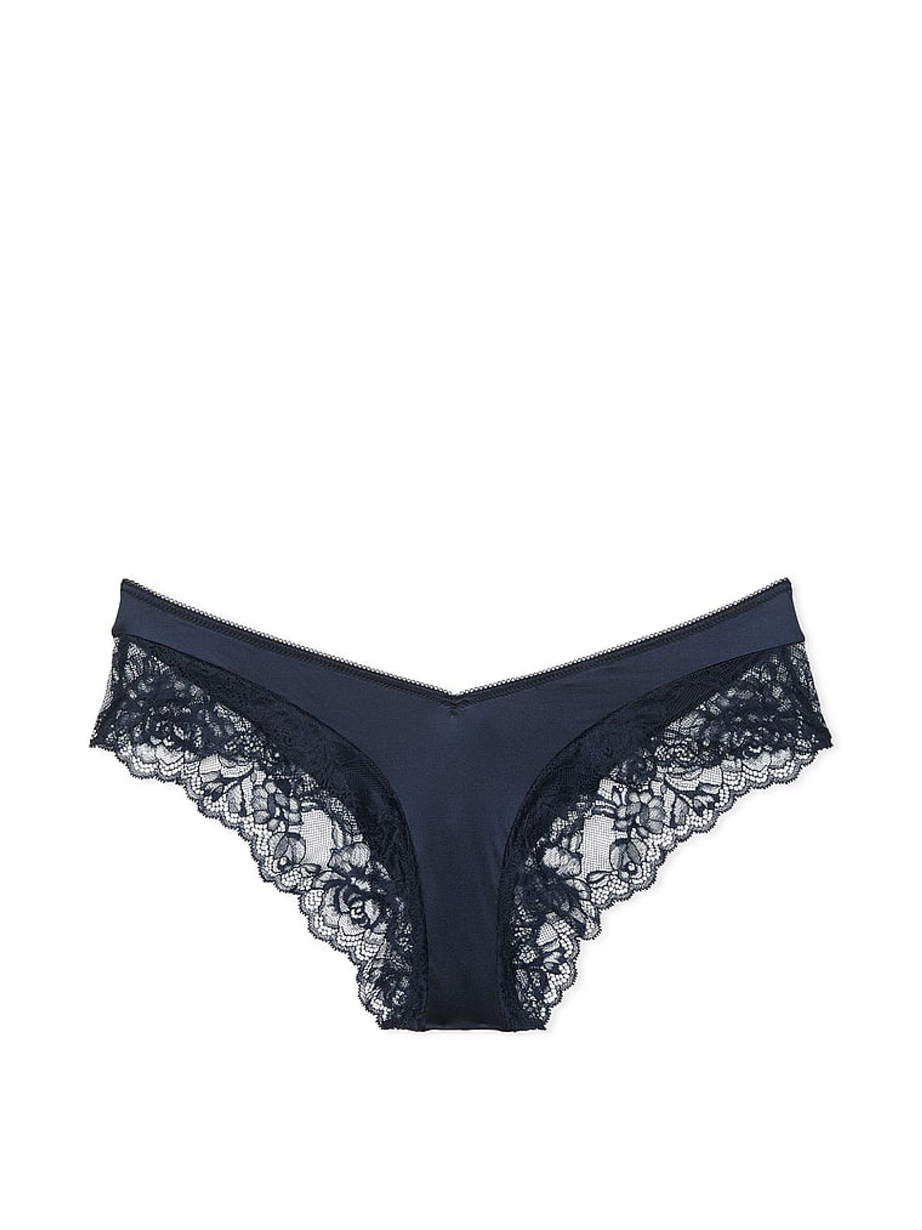 Dark Twilight Blue Cheeky Rose Lace Trim Knickers - Image 1 of 1