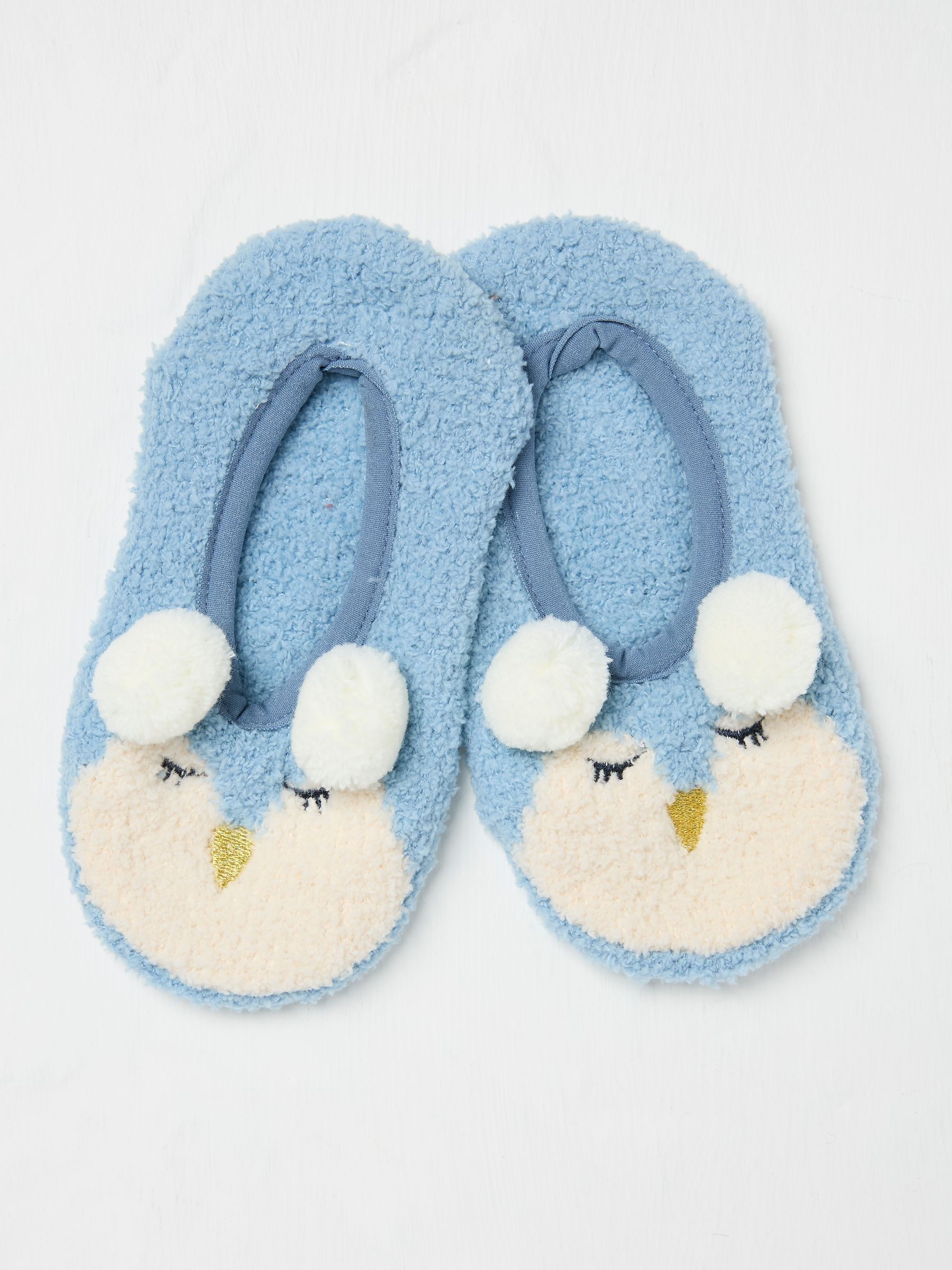 Grey Penguin Slippers Socks FatFace