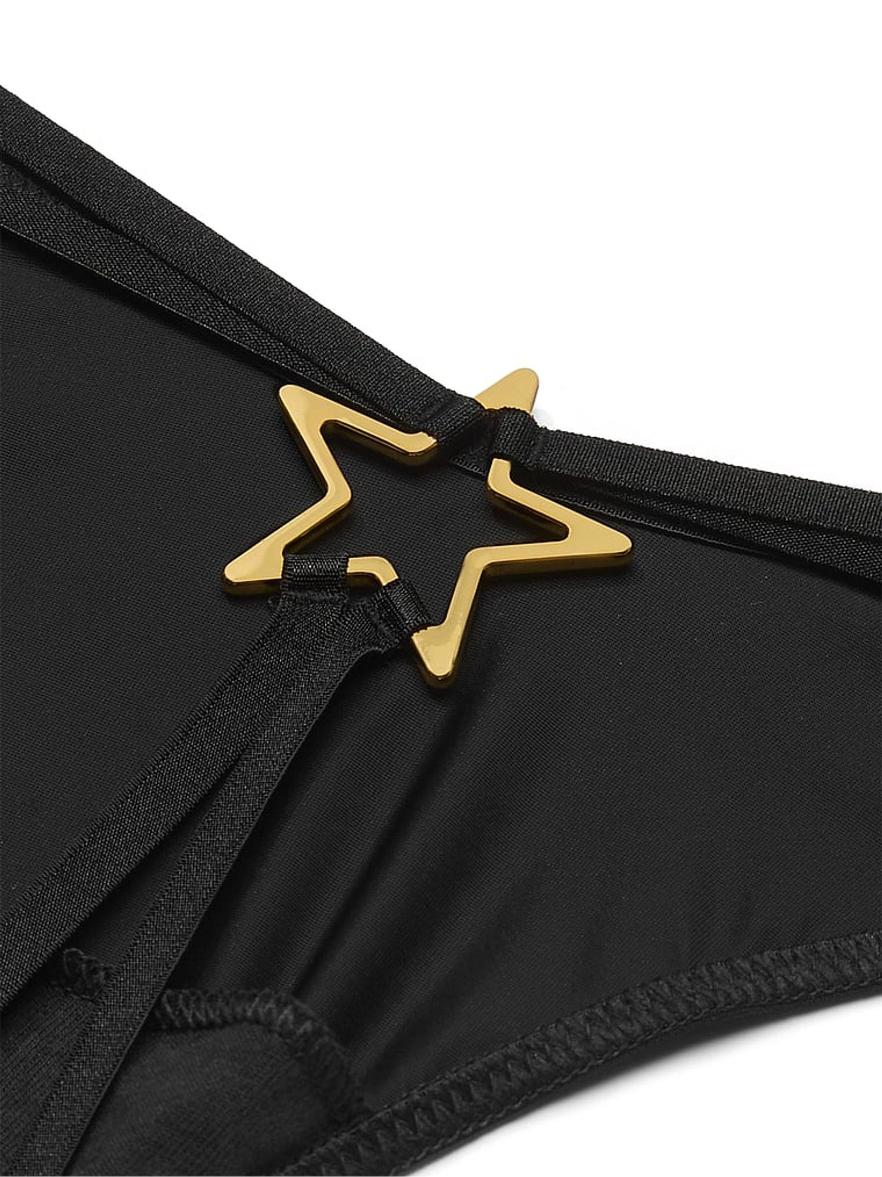 Black Star Hardware Thong Open Back Knickers - Image 4 of 4