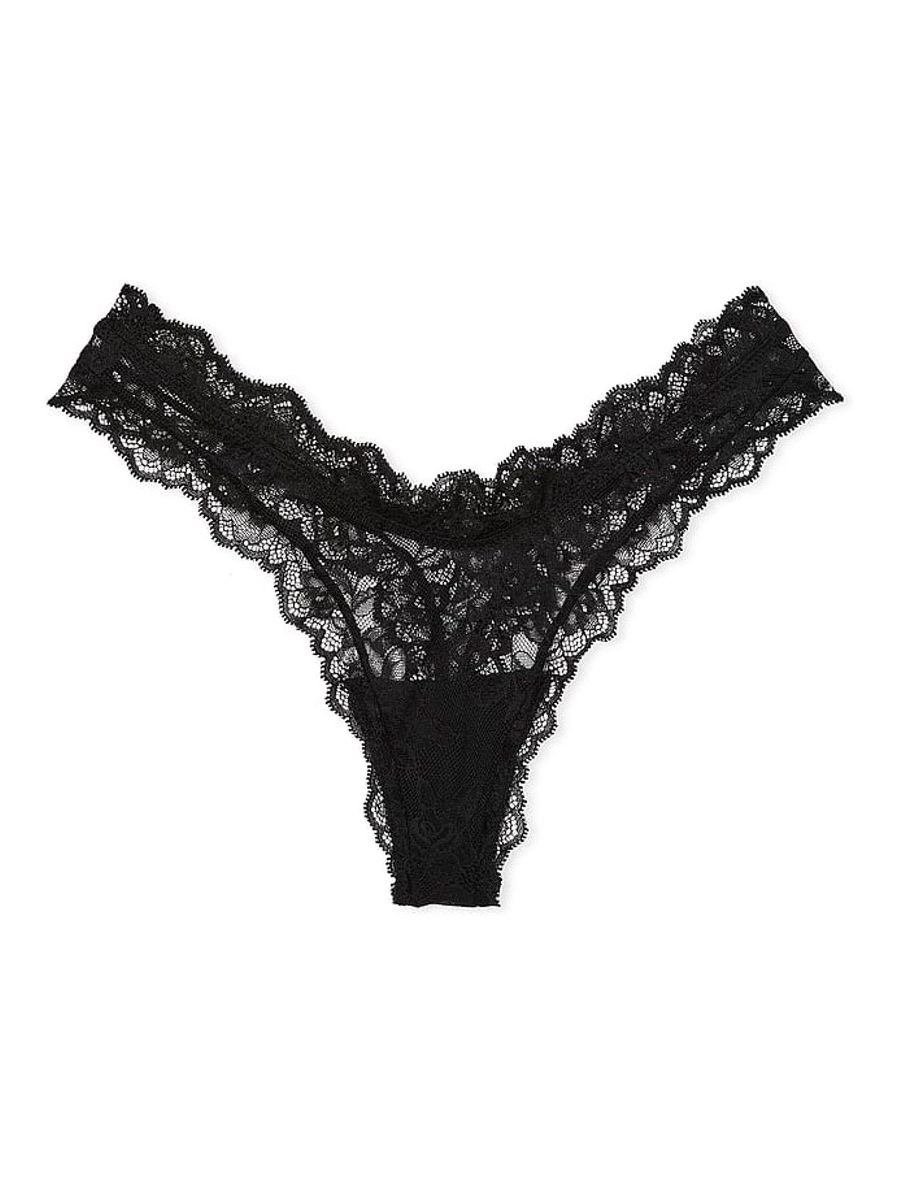 Black Thong Rose Lace Knickers - Image 3 of 3