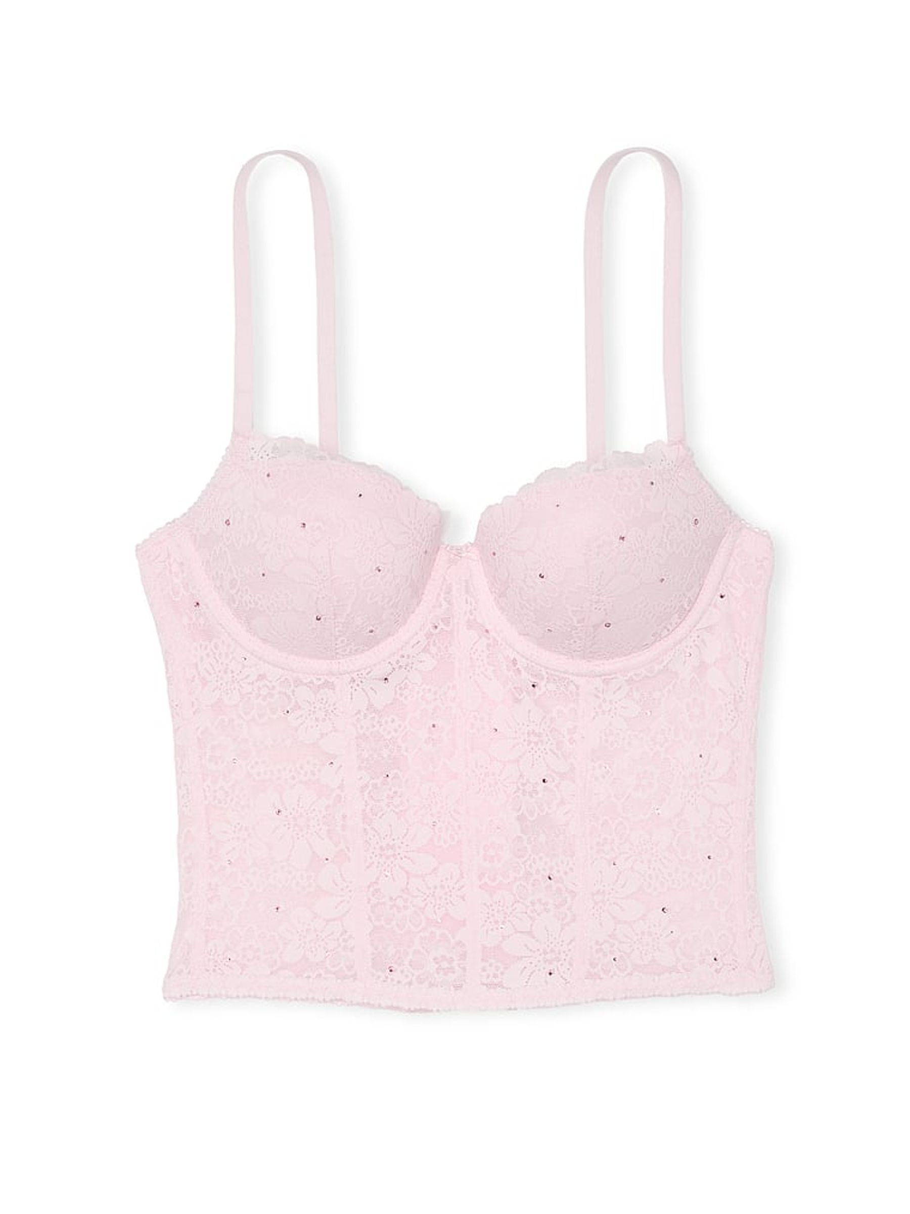 Pink Tulip Diamante Lace Lightly Lined Balcony Corset Top - Image 3 of 3