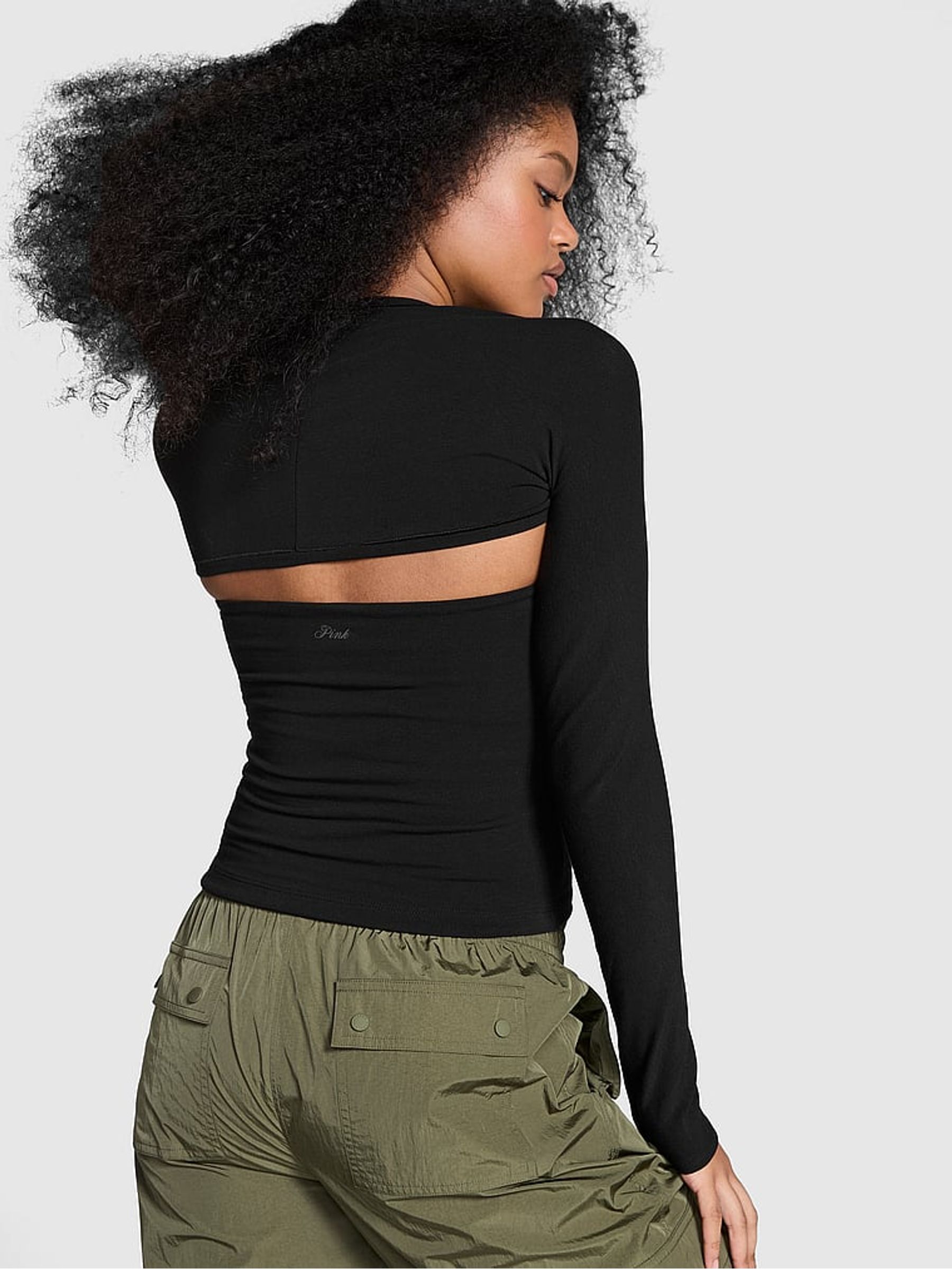 Black Cotton Balero Long Sleeve T-Shirt - Image 2 of 3