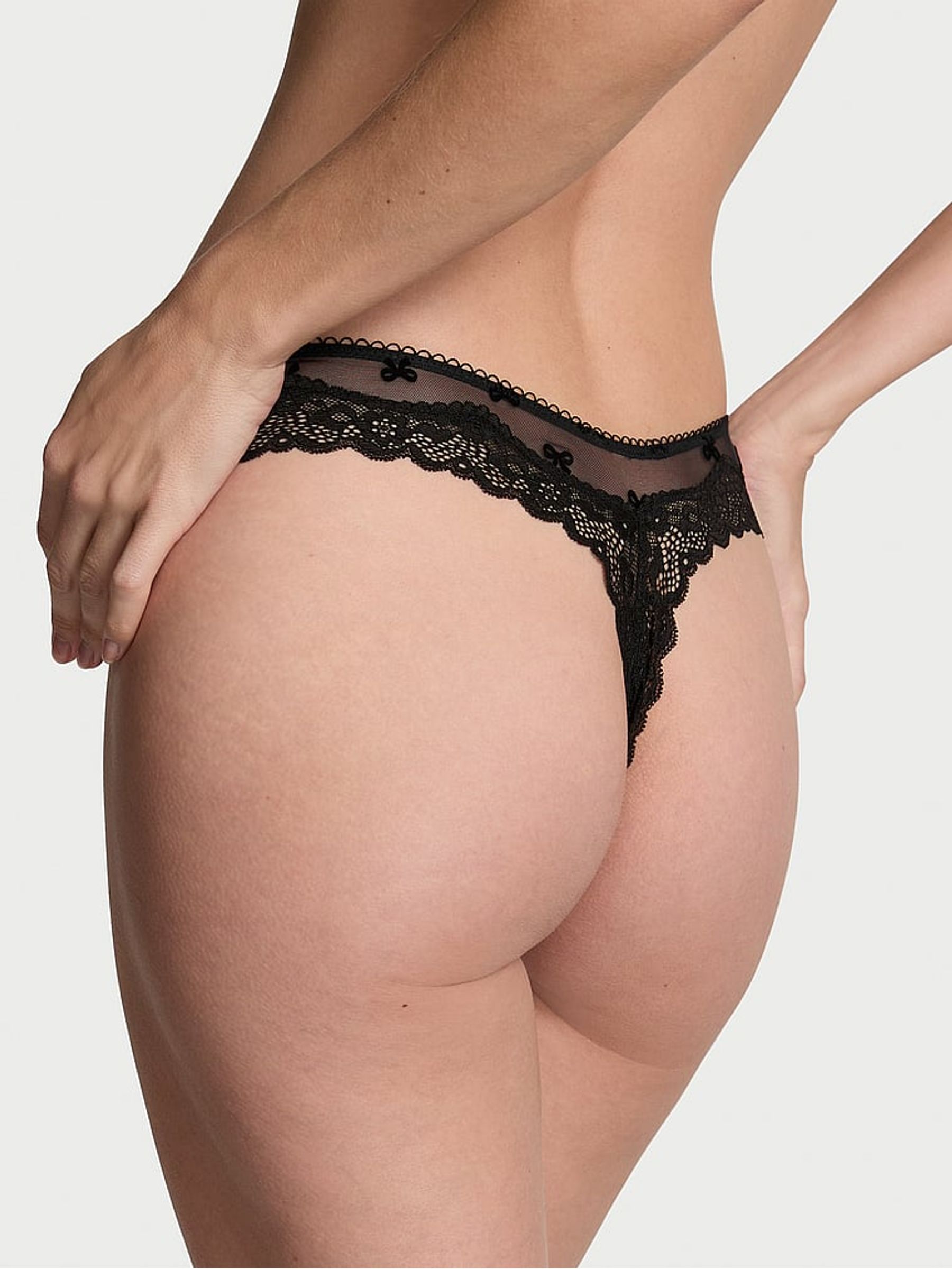 Black Bows Thong Knickers - Image 2 of 3
