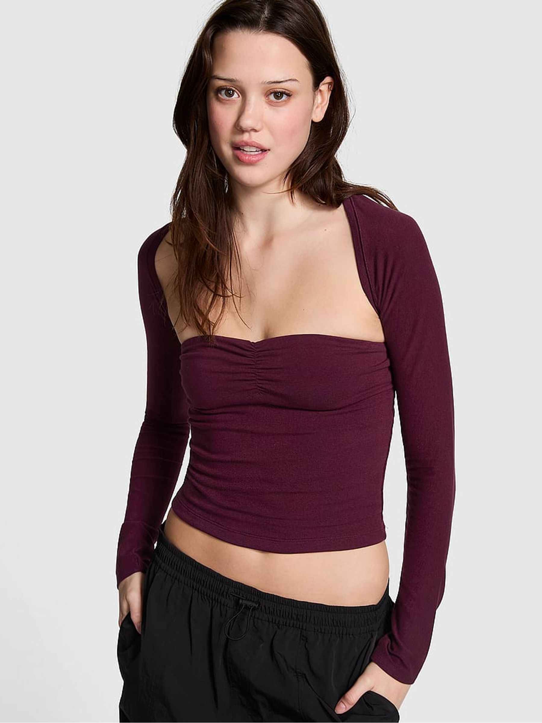 Purple Rose Cotton Balero Long Sleeve T-Shirt - Image 1 of 3
