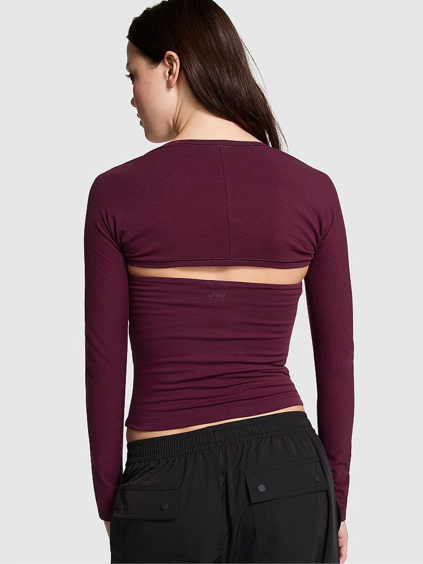 Purple Rose Cotton Balero Long Sleeve T-Shirt - Image 2 of 3