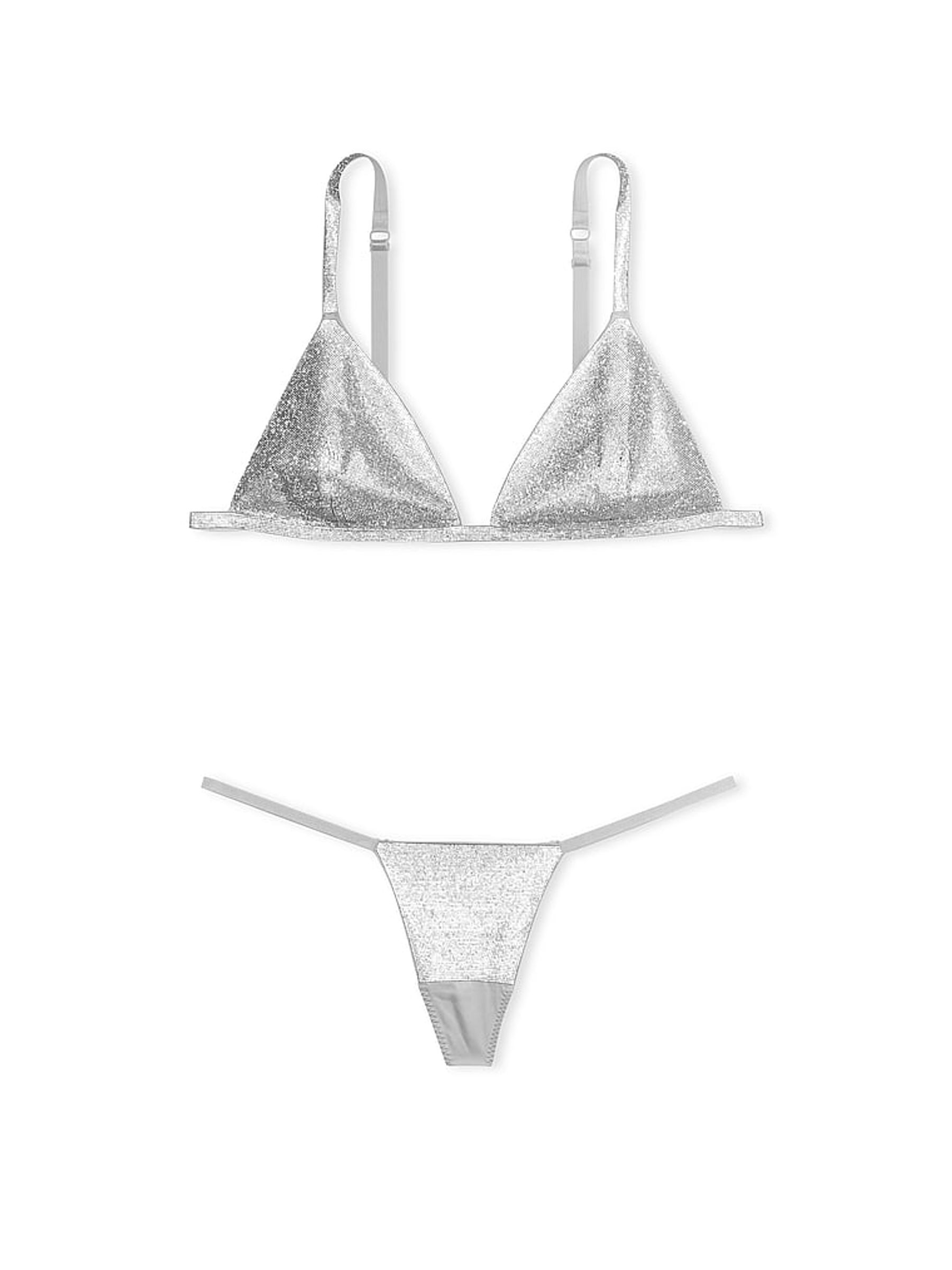 Delfin Grey Shine Triangle & Bra Knickers Set - Image 3 of 4