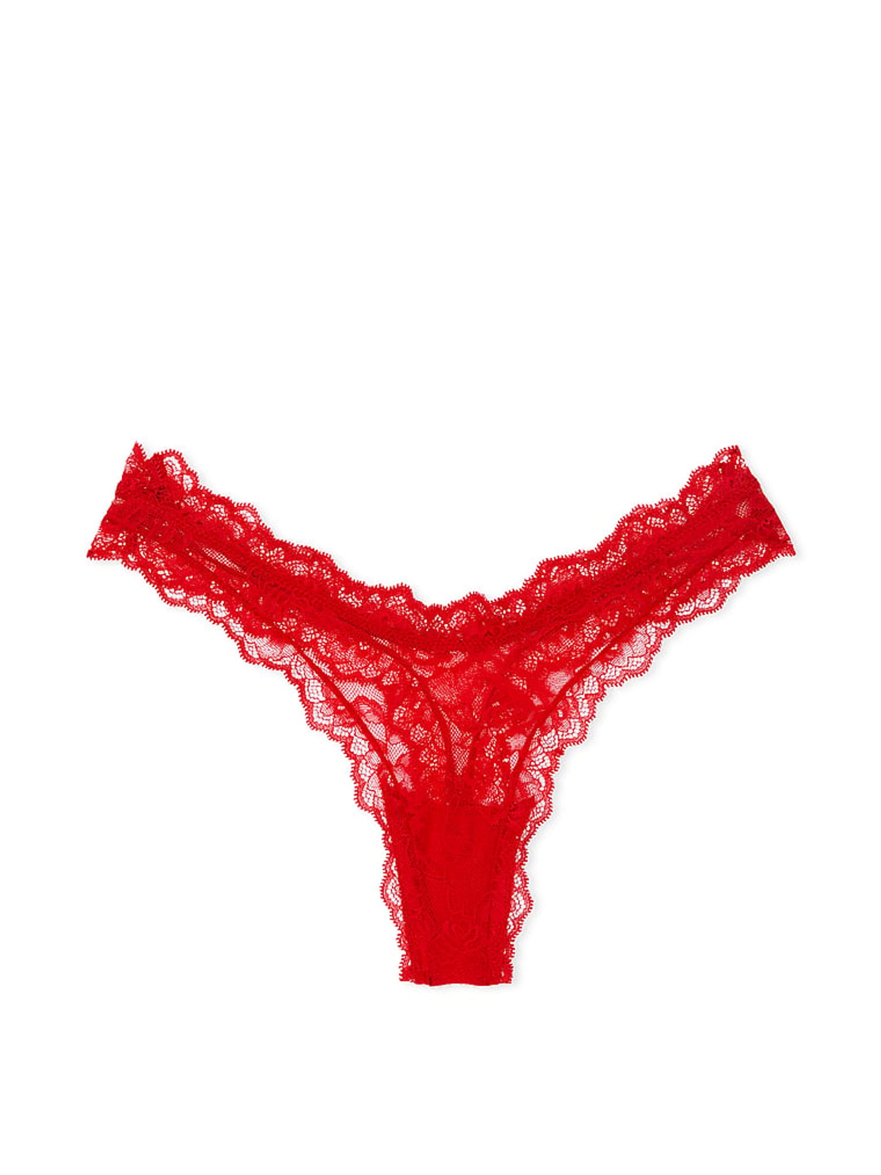 Lipstick Red Thong Rose Lace Knickers - Image 4 of 4