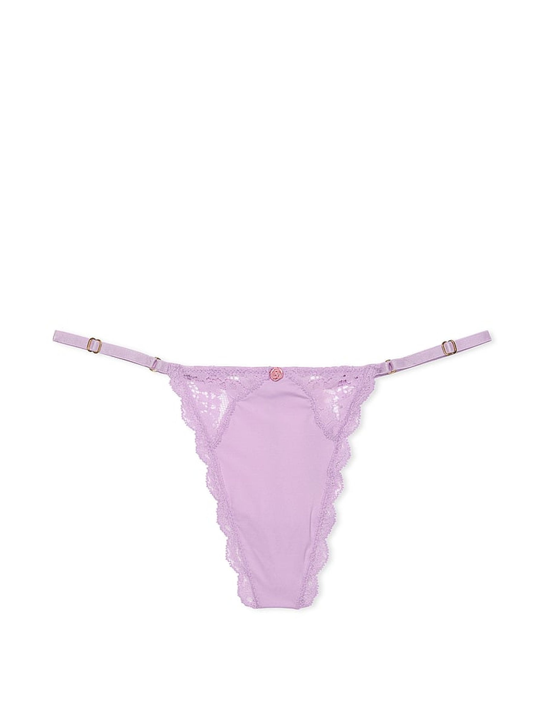 Silky Lilac Purple Lace Trim G String Knickers - Image 3 of 3