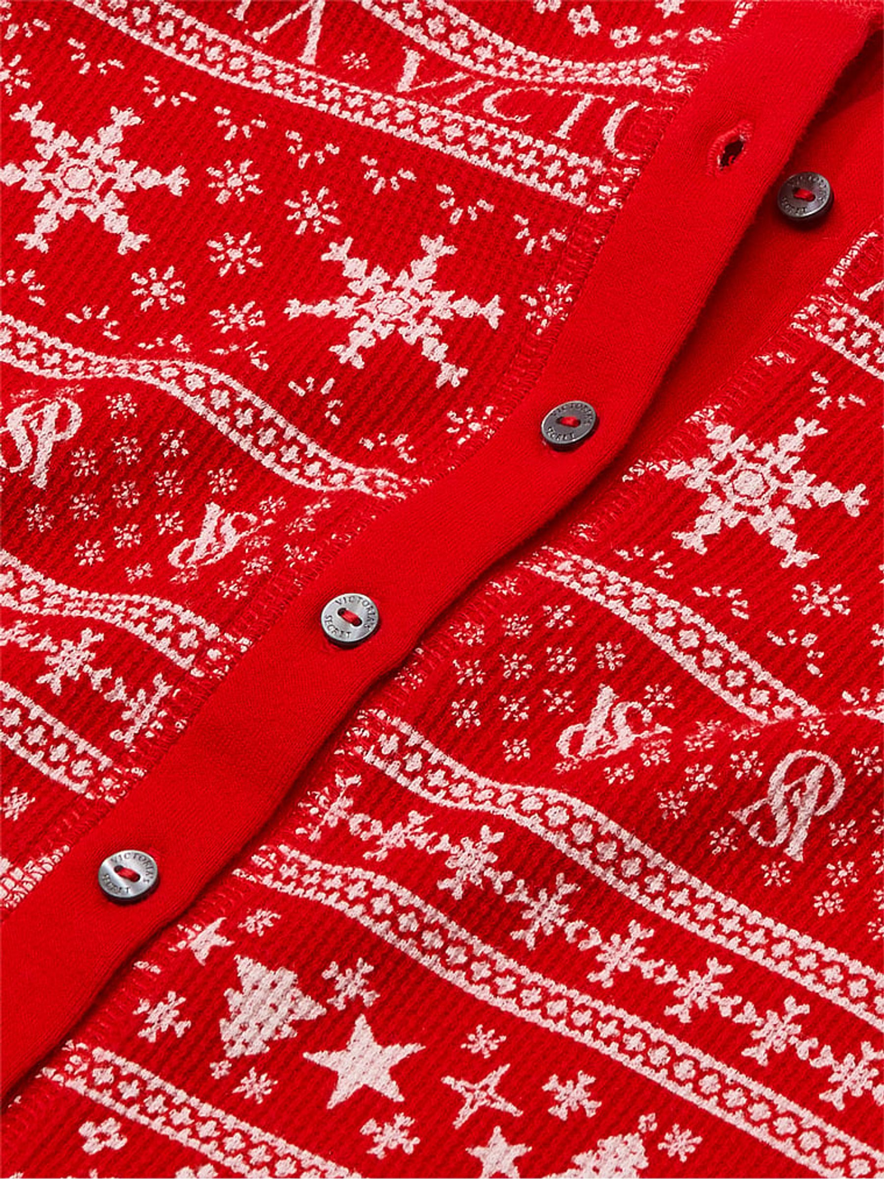 Lipstick Fair Isle Red Thermal Short Pyjama Set - Image 4 of 4