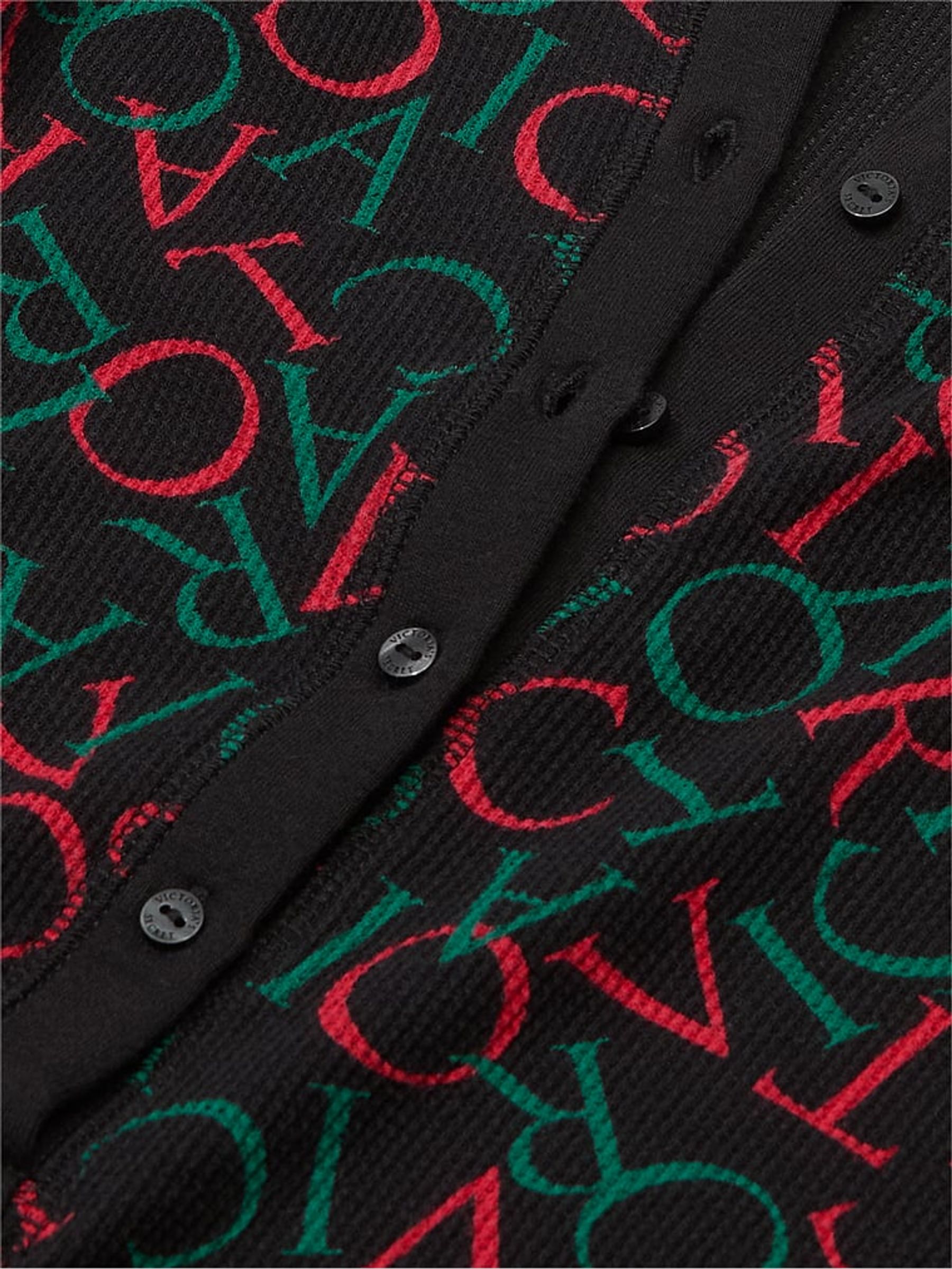 Black Tossed Logo Thermal Short Pyjama Set - Image 4 of 4