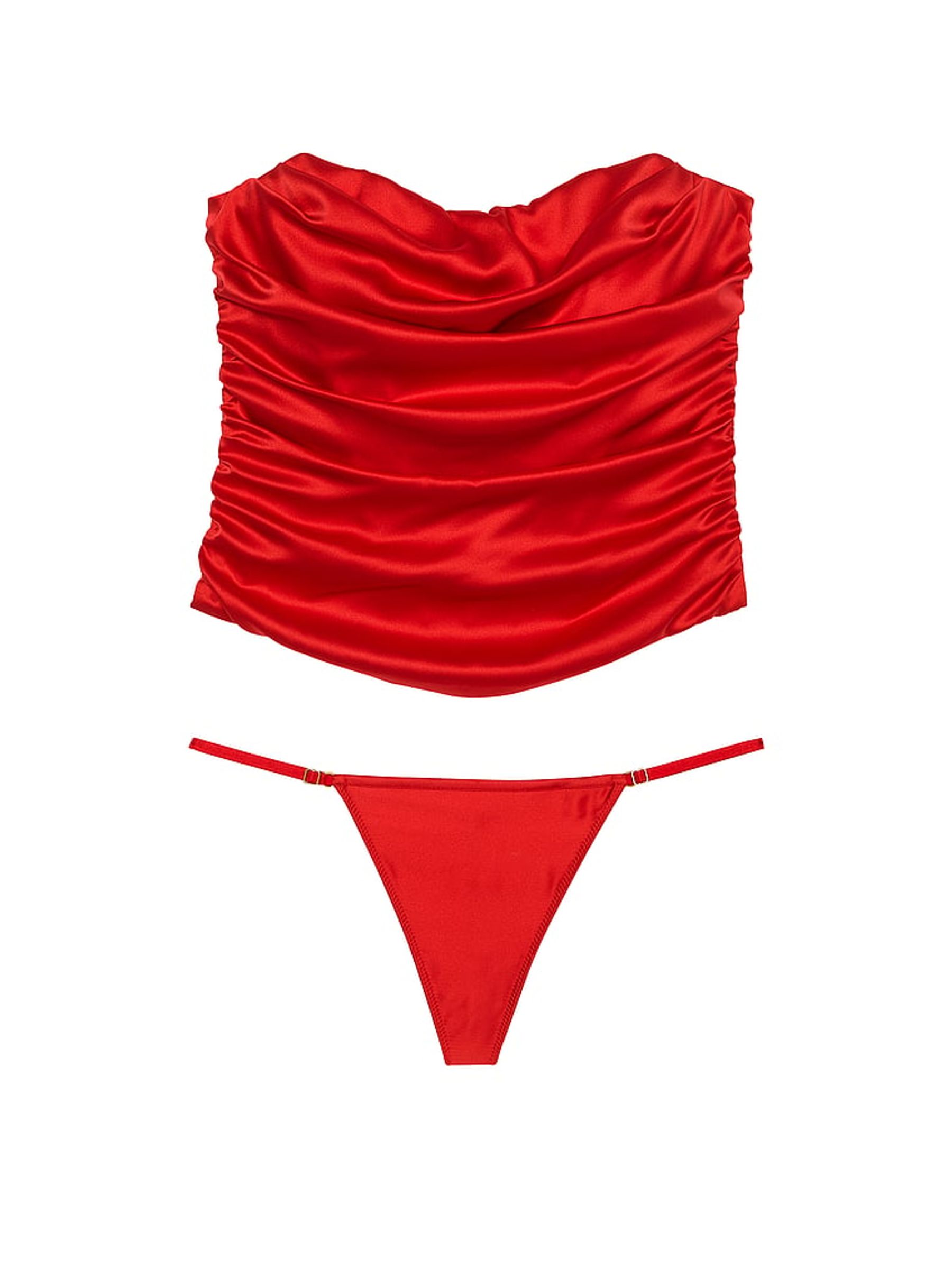 Vermillion Red Corset Bra Top and Knicker Set - Image 3 of 3