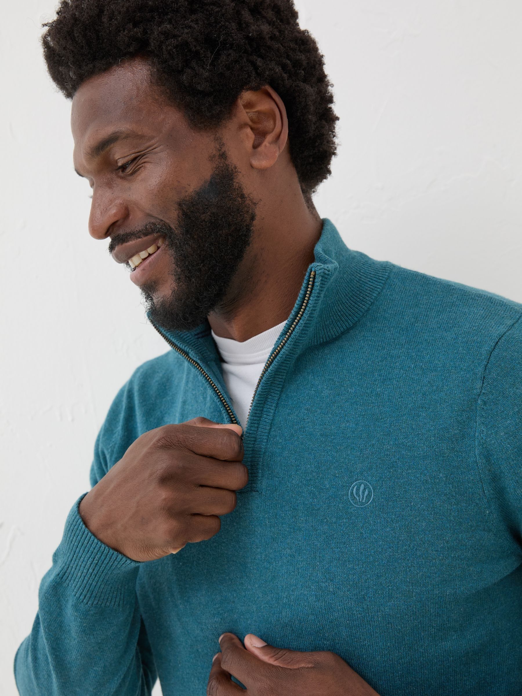 Rye Teal Blue Half-Neck Jumper - Image 3 of 5