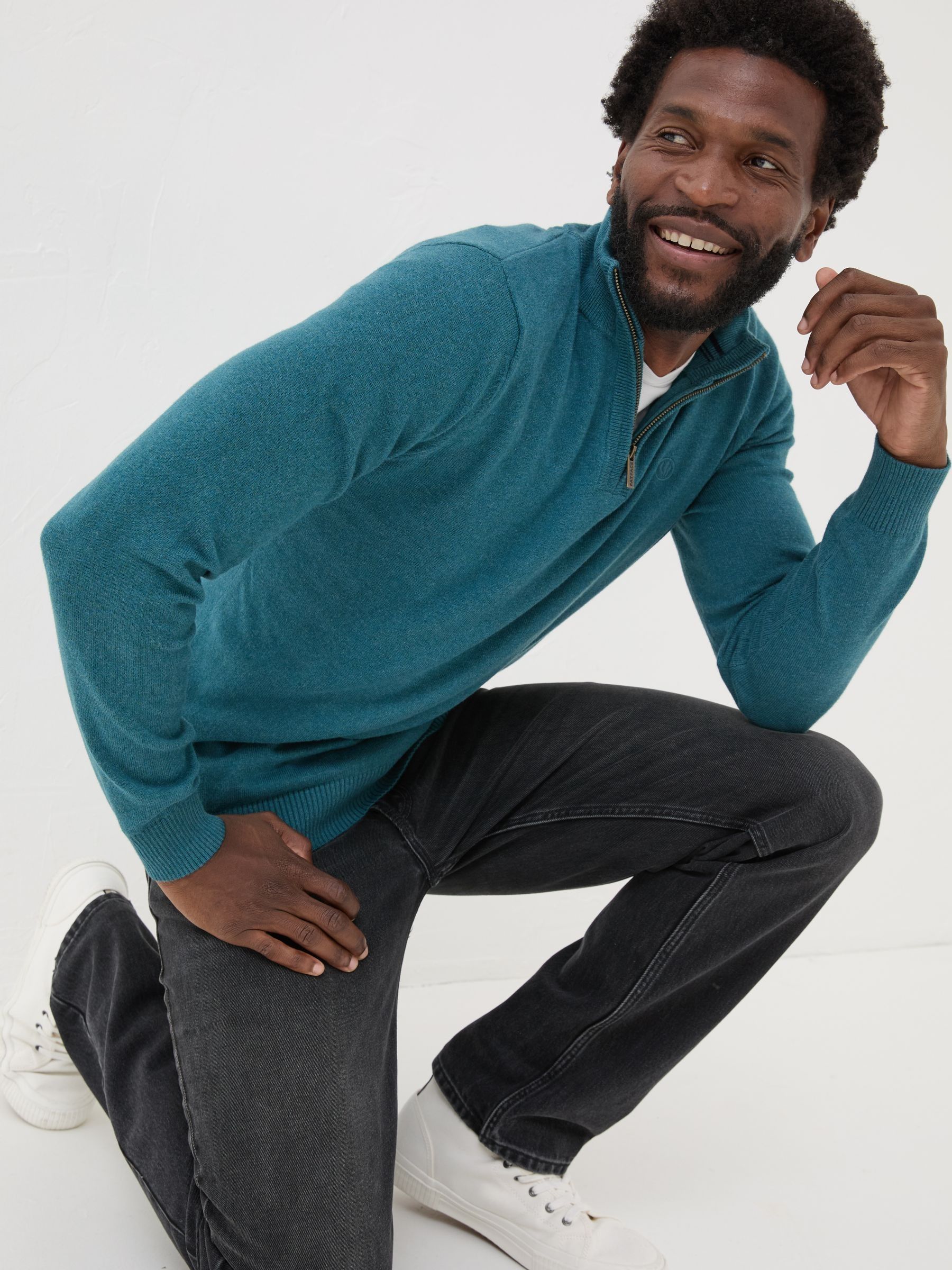 Rye Teal Blue Half-Neck Jumper - Image 4 of 5