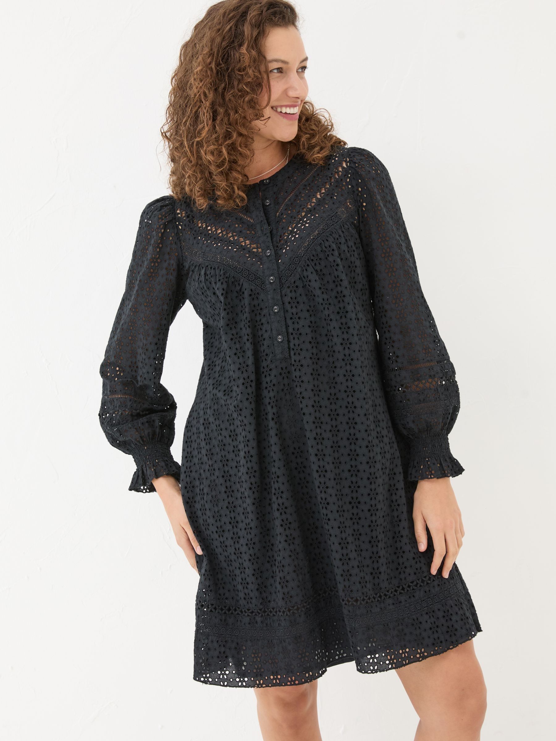Black 100% Cotton Brody Detail Dress - Image 1 of 8