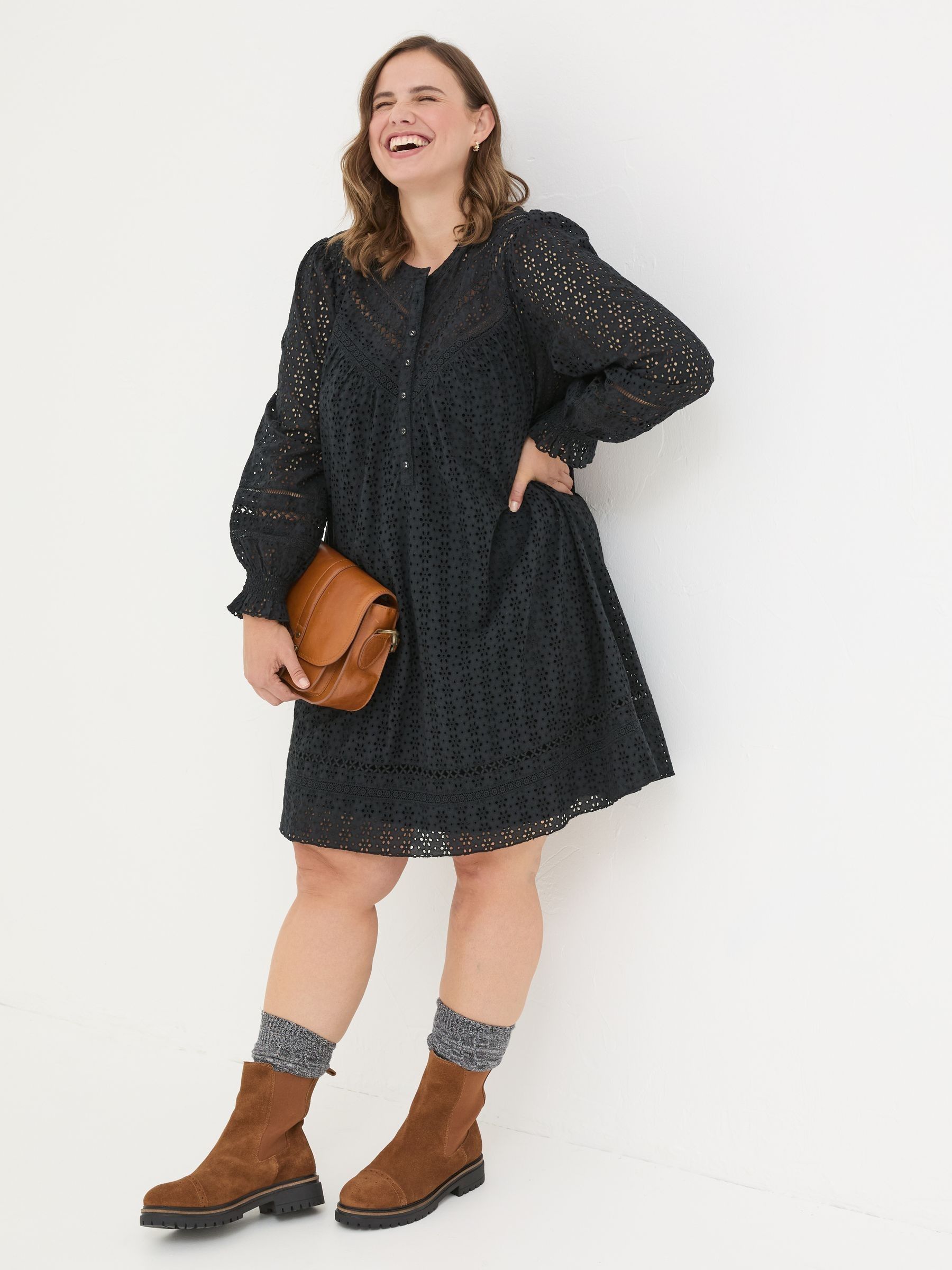 Black 100% Cotton Brody Detail Dress - Image 3 of 8