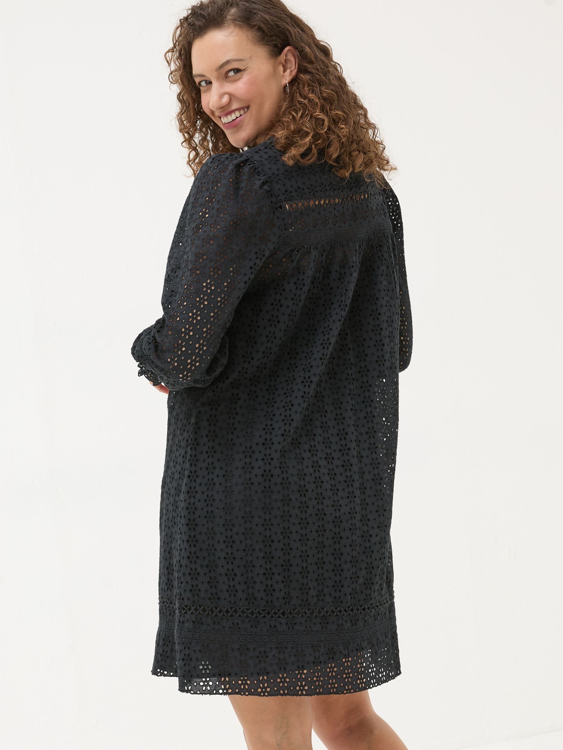 Black 100% Cotton Brody Detail Dress - Image 4 of 8