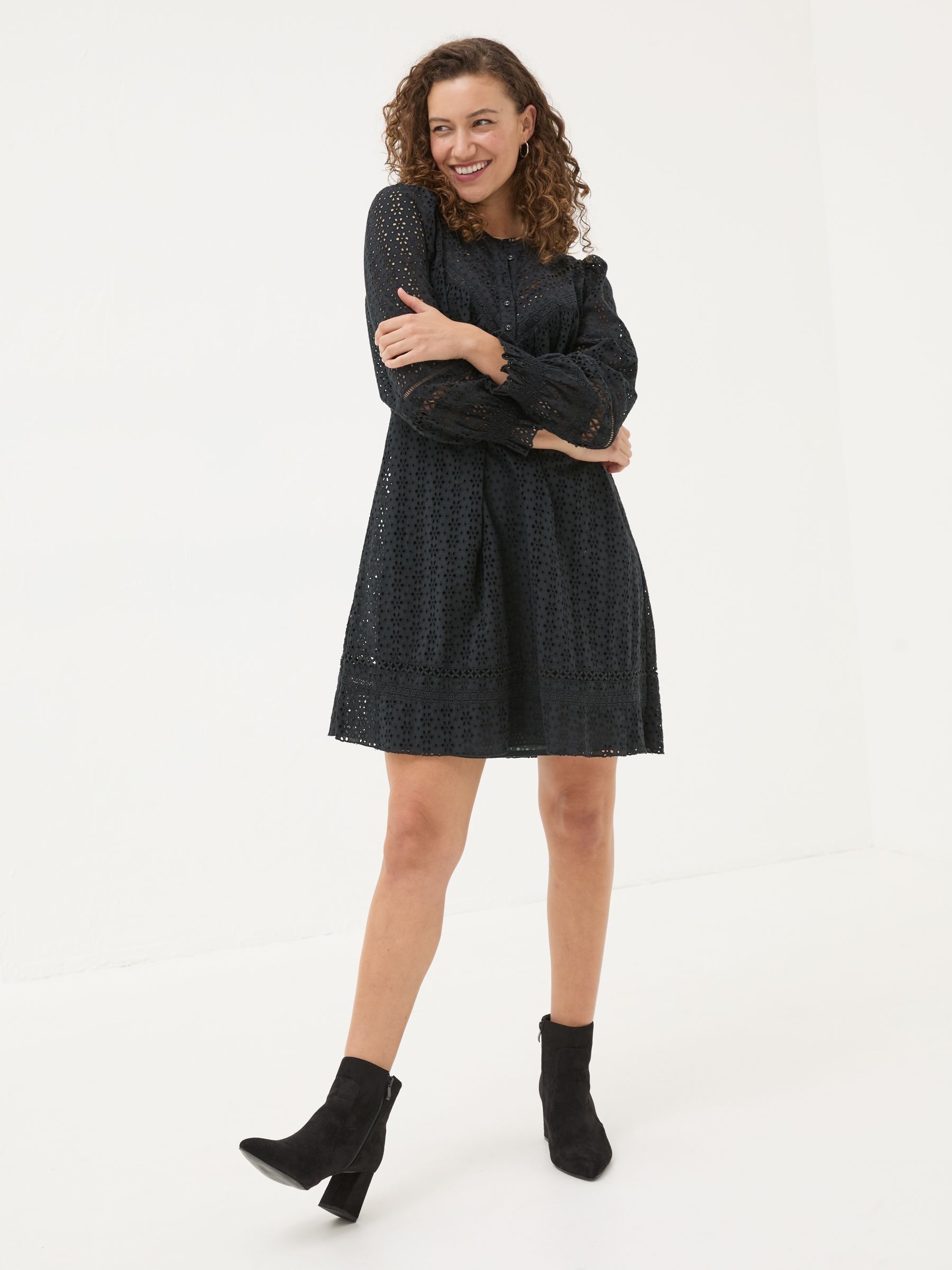 Black 100% Cotton Brody Detail Dress - Image 5 of 8