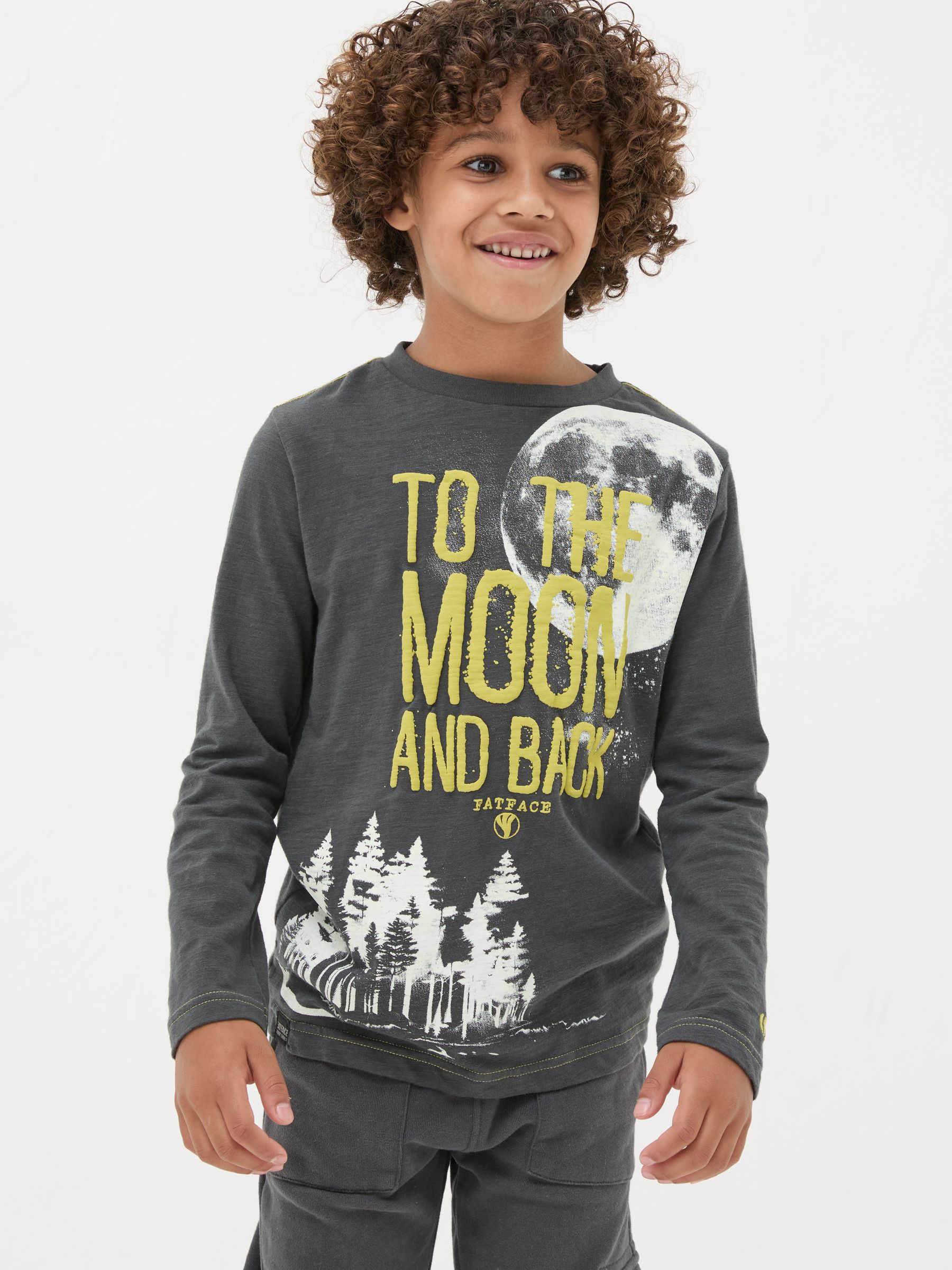 Charcoal Grey Dark Skies Moon Graphic T-Shirt - Image 1 of 5
