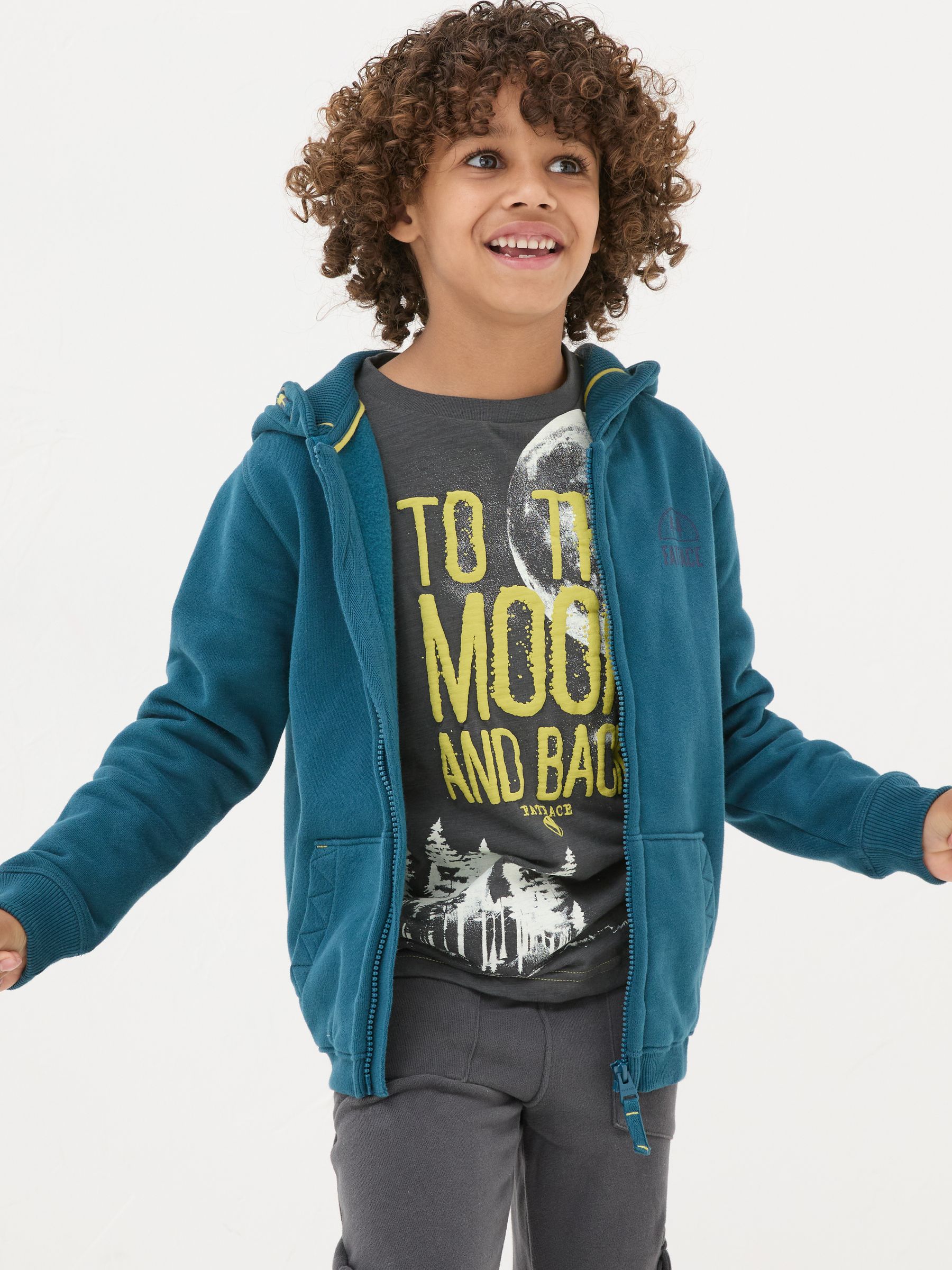 Teal Blue Dark Skies Animal Zip Through Hoodie - Image 1 of 5