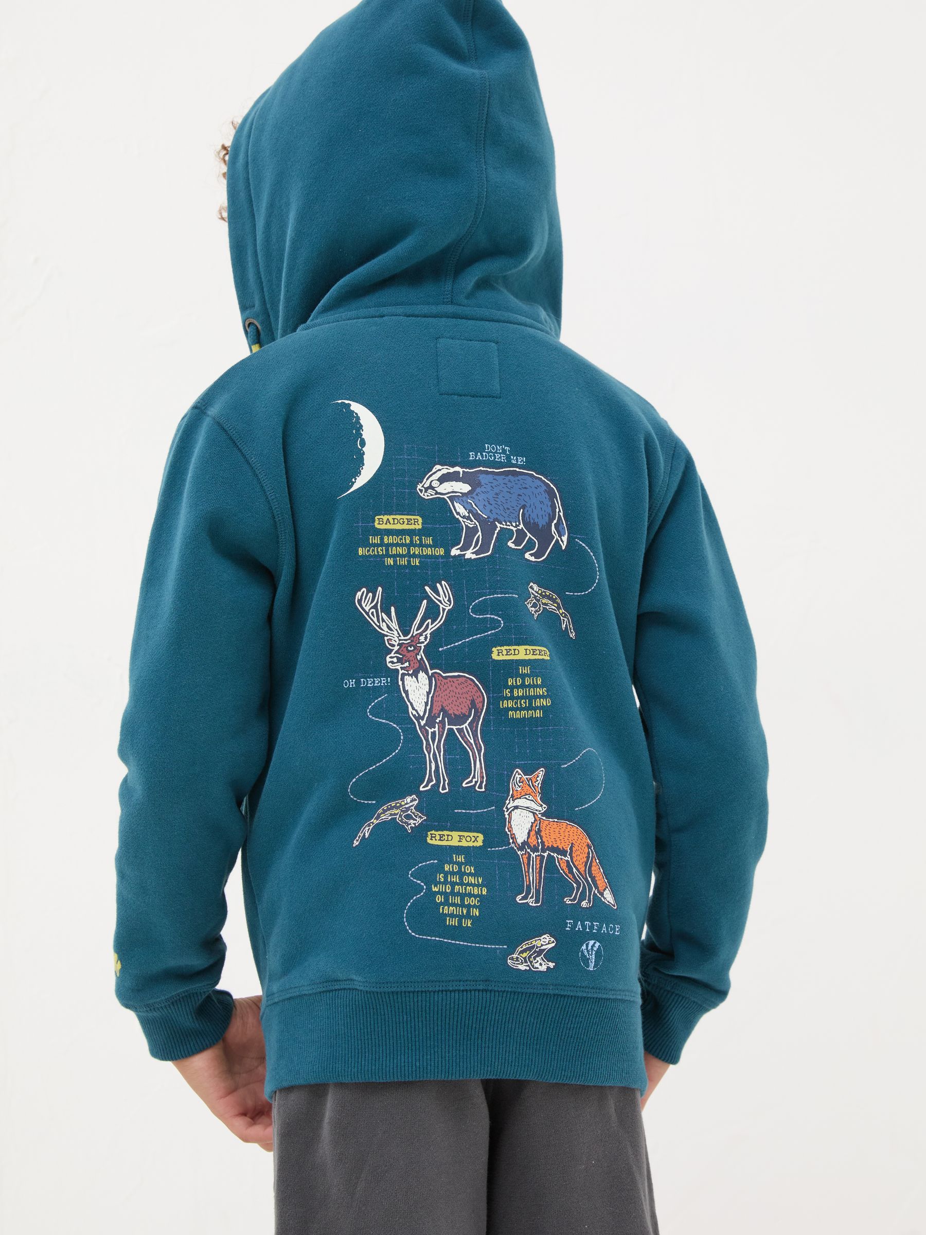 Teal Blue Dark Skies Animal Zip Through Hoodie - Image 2 of 5
