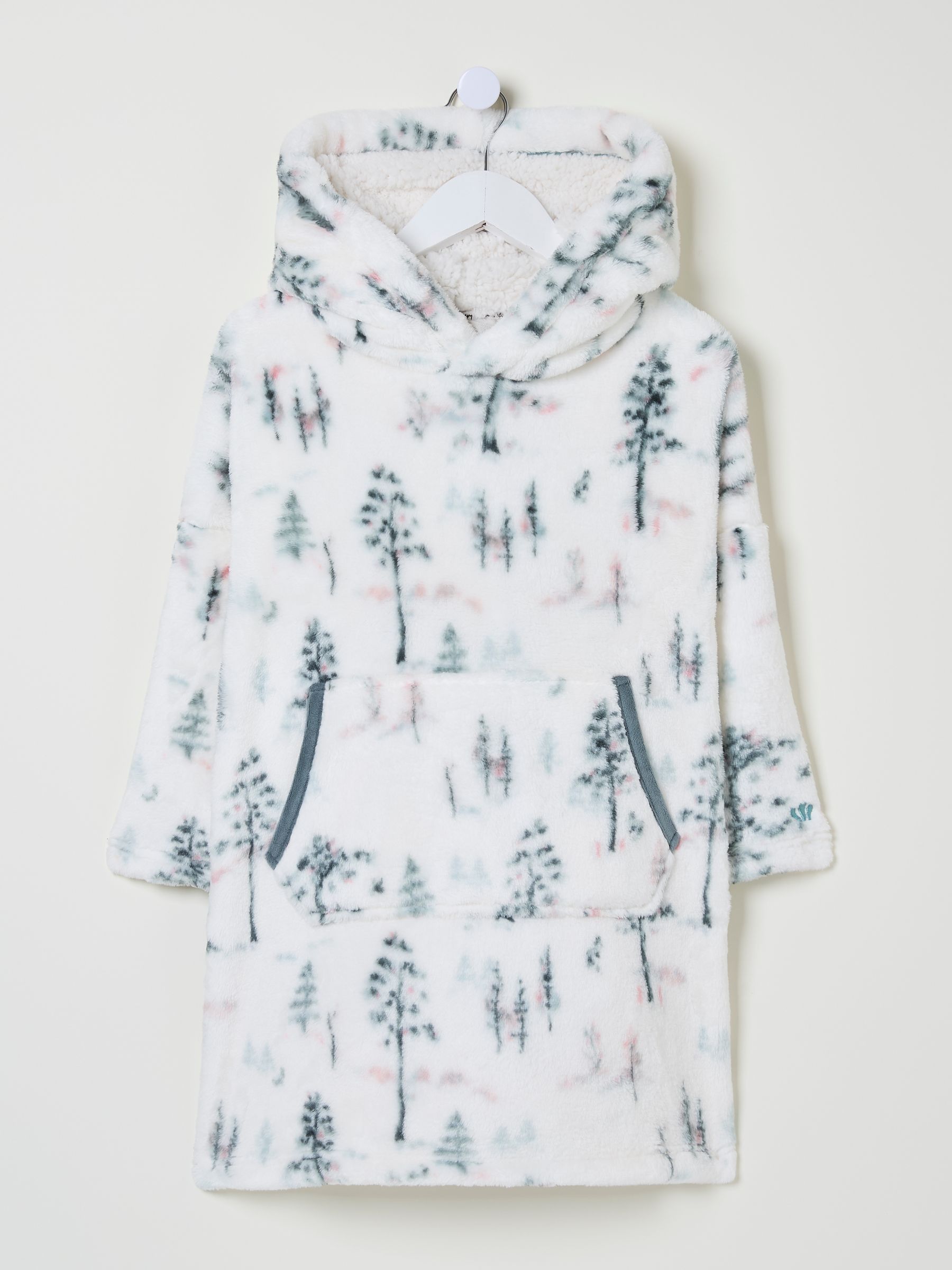 White Oversized Printed Fleece Hoodie - Image 1 of 4