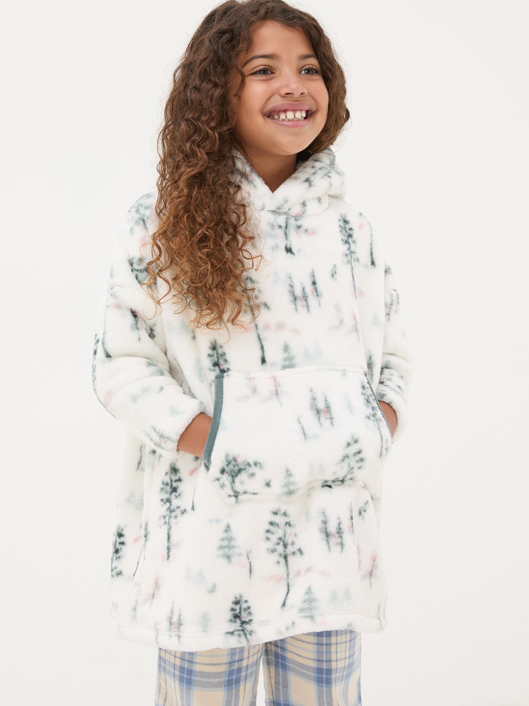 White Oversized Printed Fleece Hoodie - Image 2 of 4