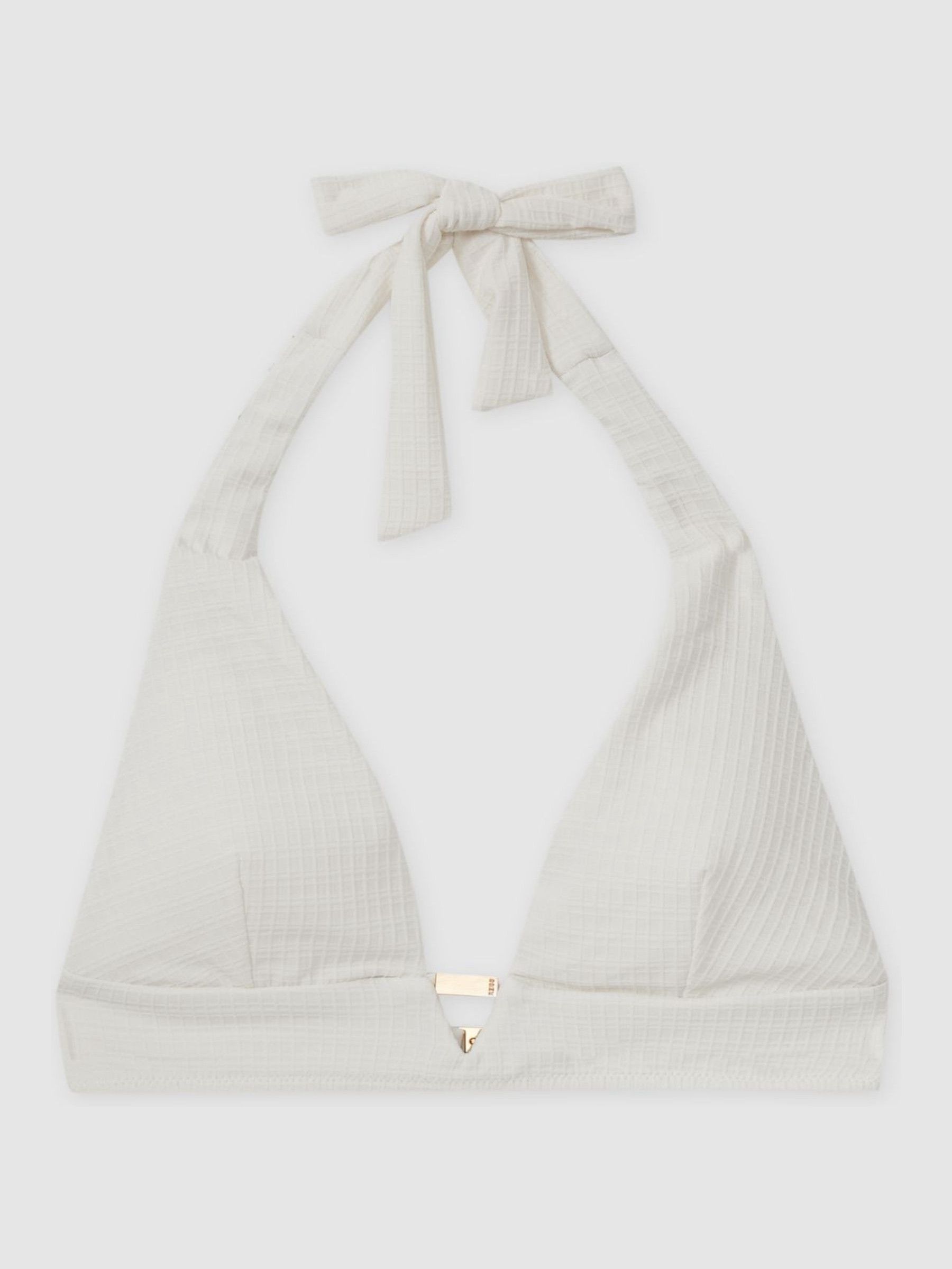 Laurel White Halter Neck Waffle Bikini Top - Image 2 of 5