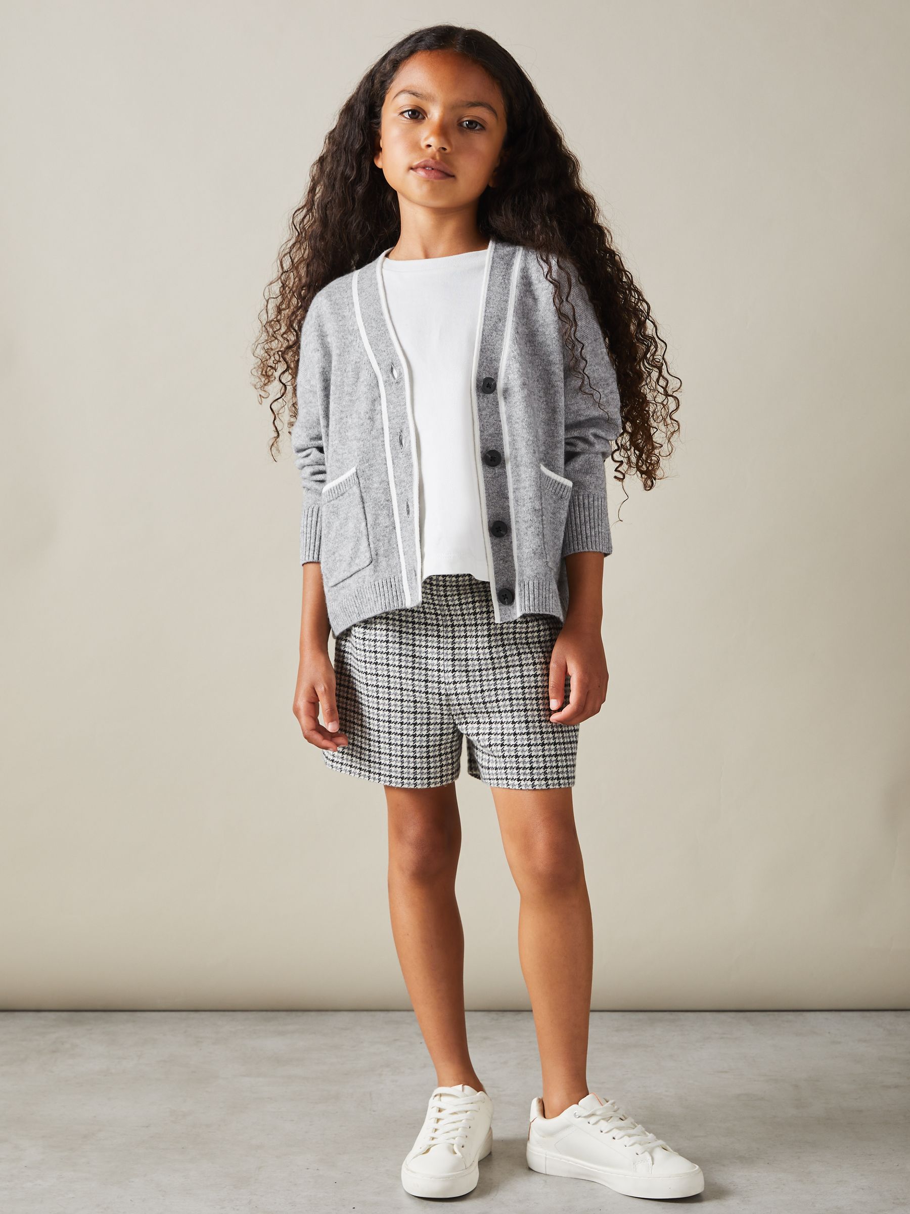 13-14 yrs Wool-Blend Stripe-Detail Cardigan With Cashmere in Grey - Image 2 of 4