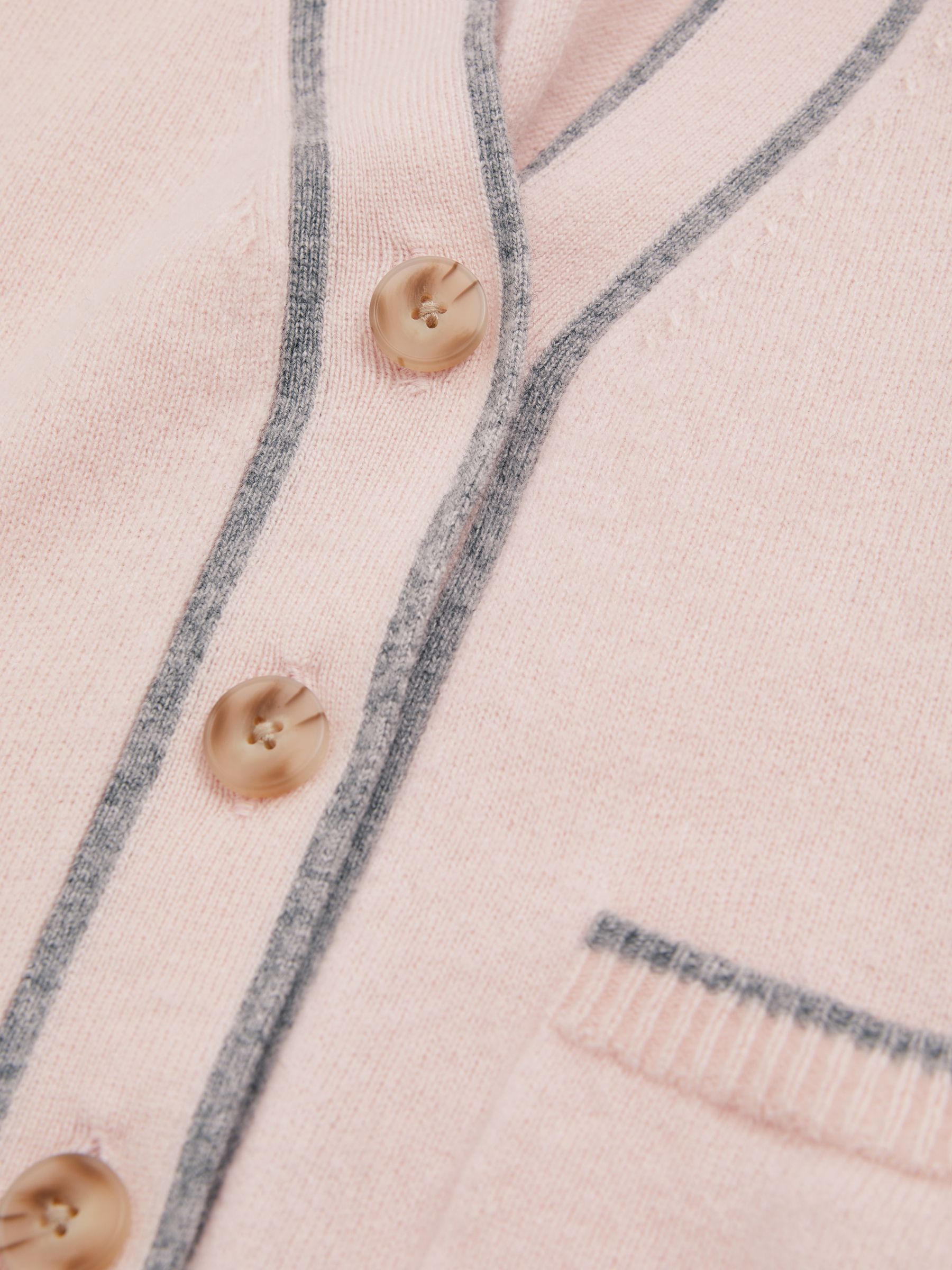 9-13 yrs Wool-Blend Stripe-Detail Cardigan With Cashmere in Pink - Image 4 of 4