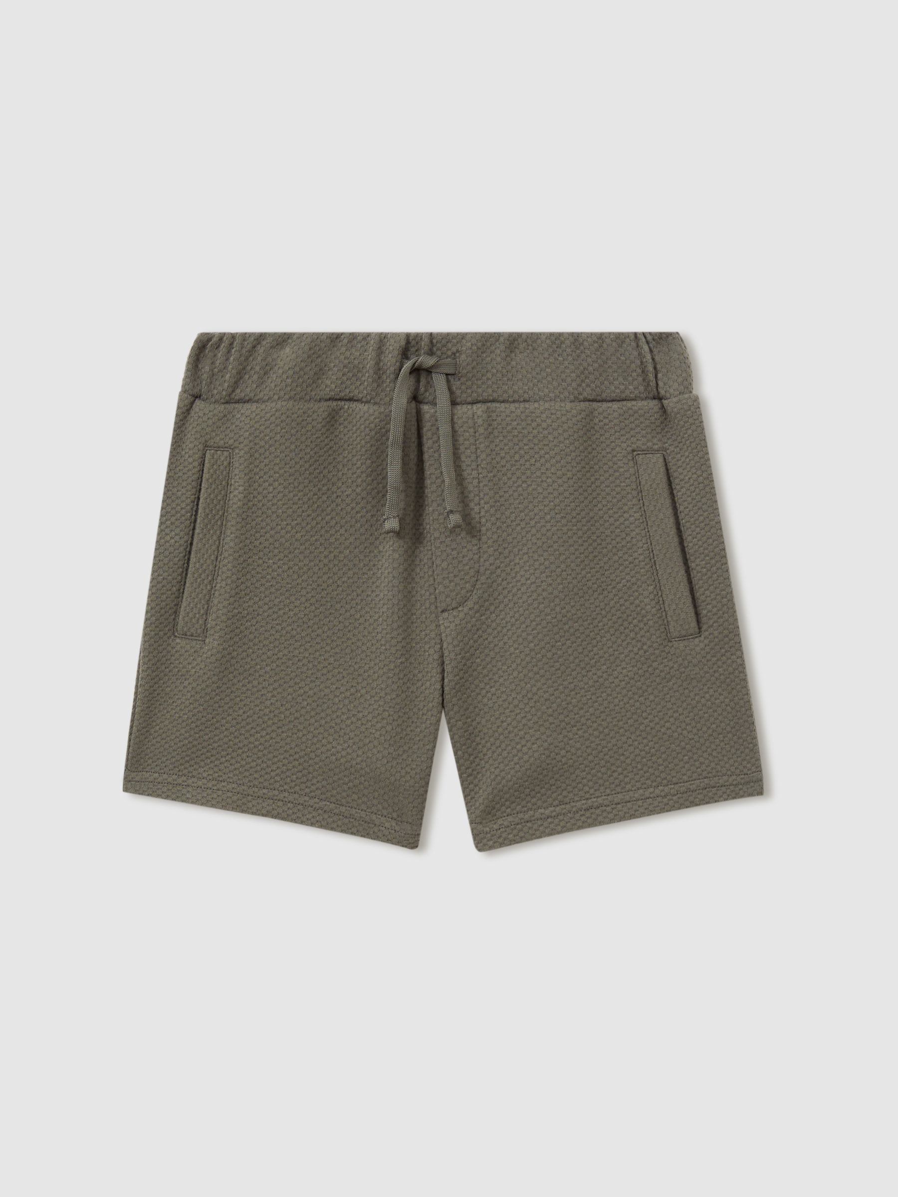 13-14 yrs Textured Drawstring Shorts in Green Smoke - Image 1 of 4