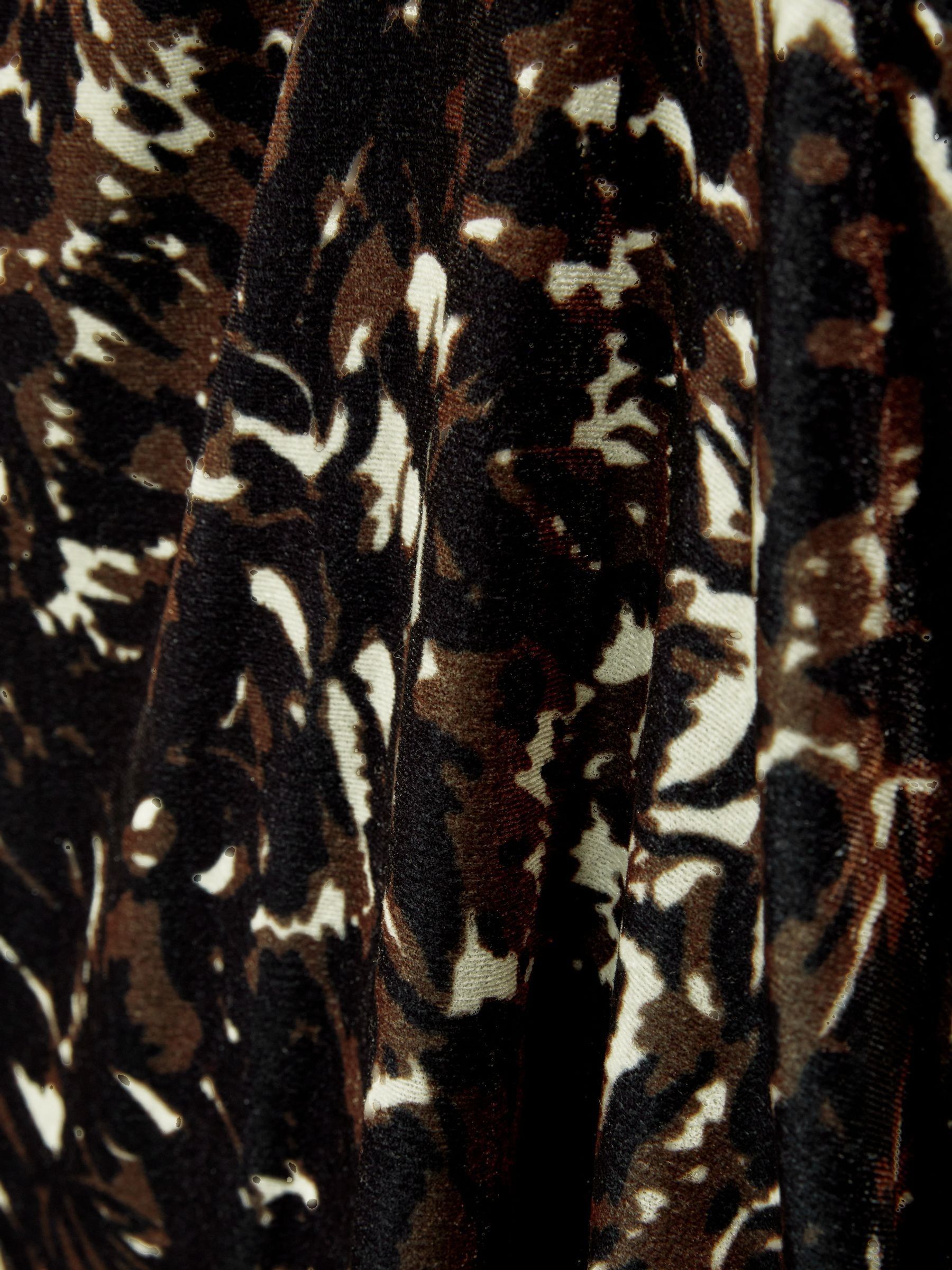 Reiss Cut Out Abstract Print Velvet Dress in Black | REISS