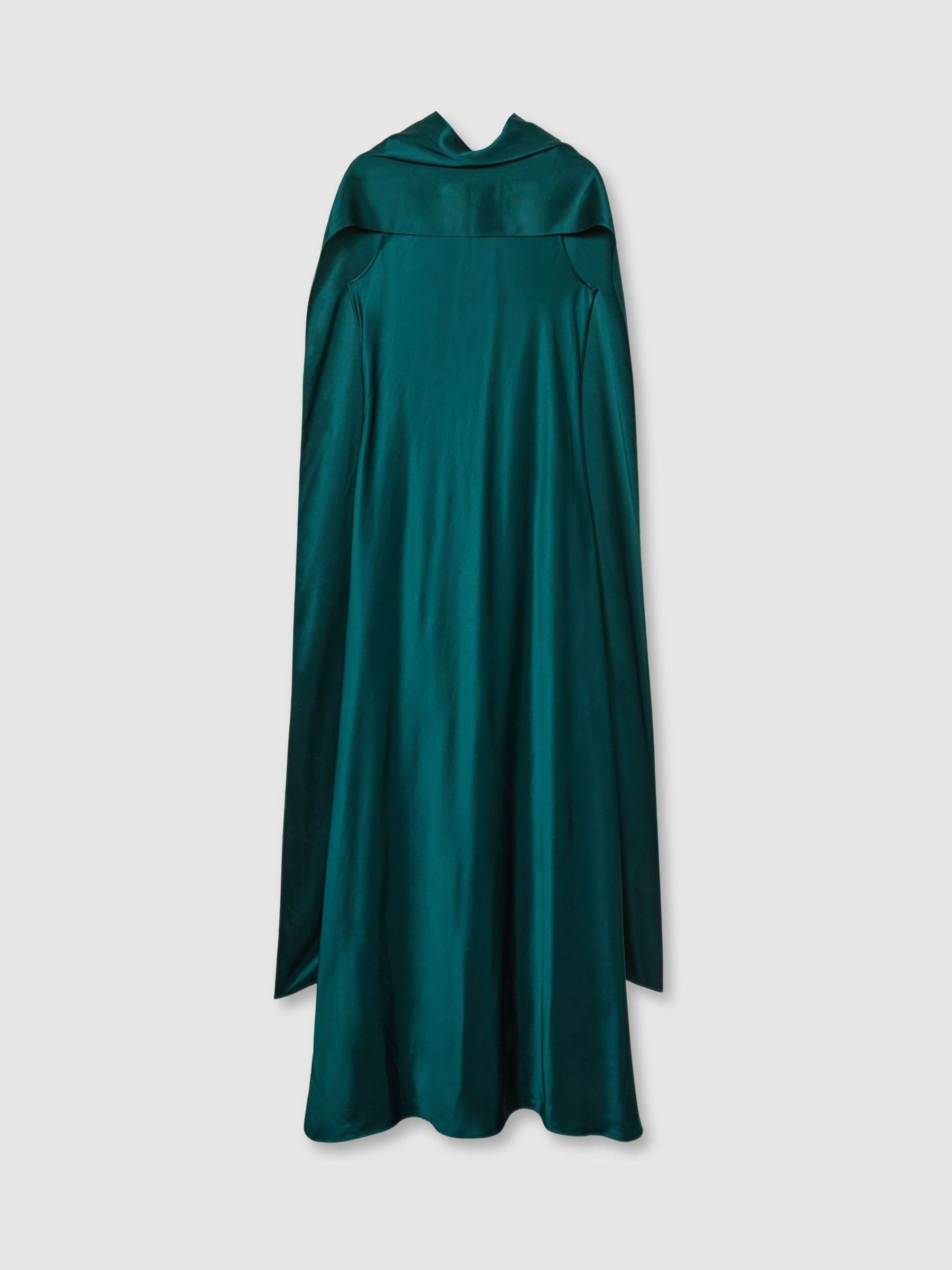 Satin Cape Dress in Teal - Image 2 of 6