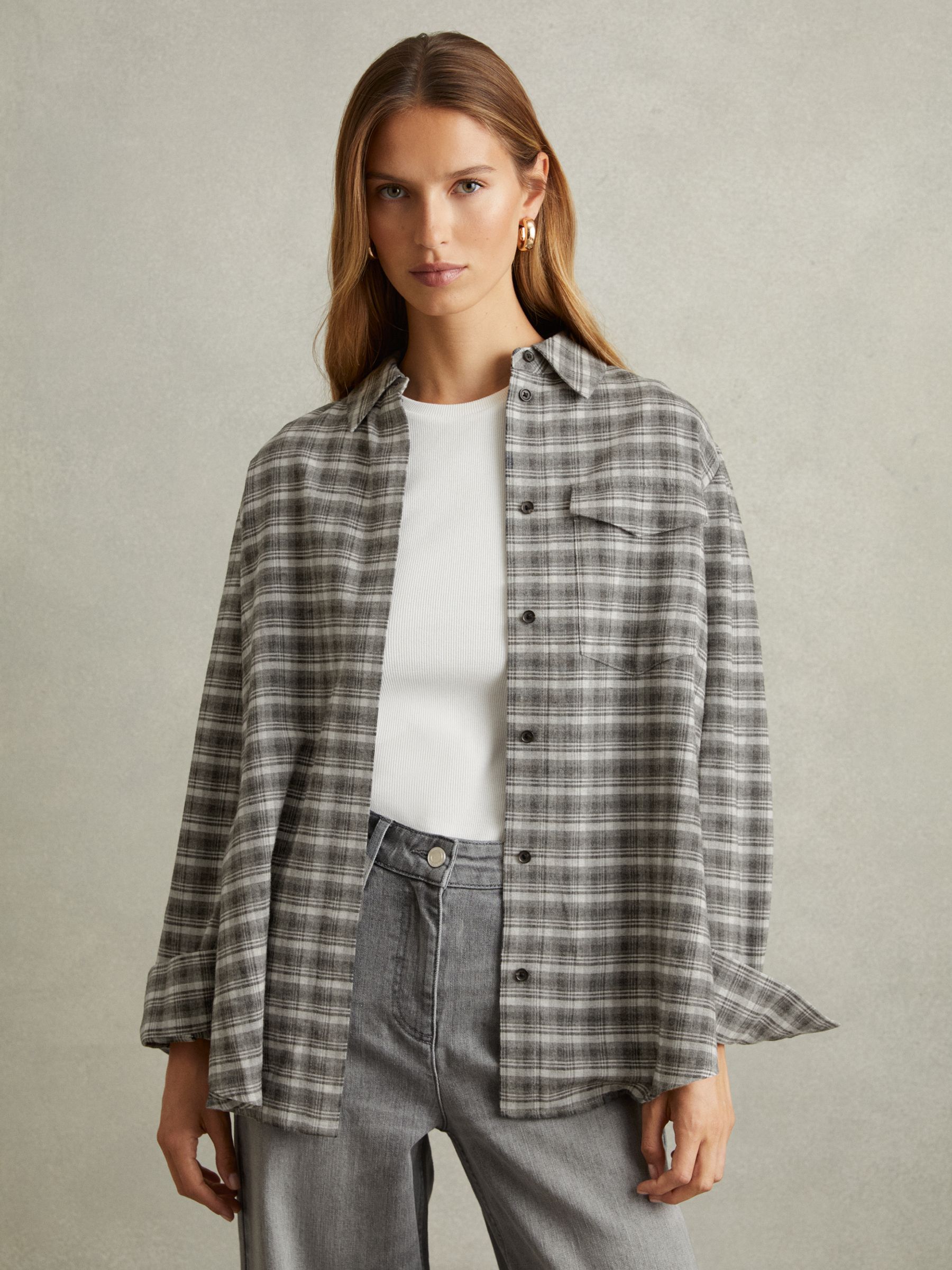 Lorena Grey Checked Button-Through Shirt - Image 1 of 5
