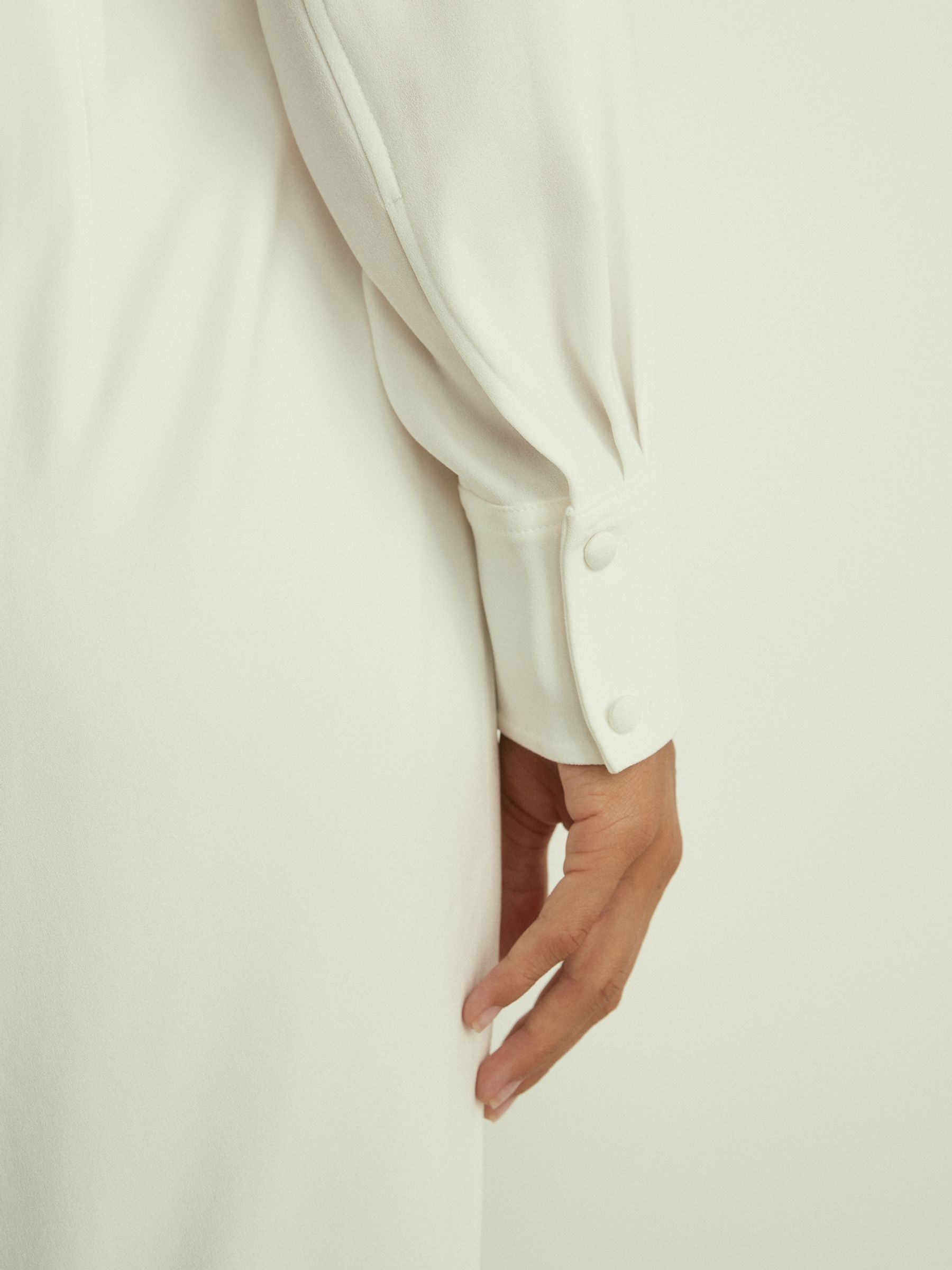 Plunge-Neck Crepe Maxi Dress in White - Image 4 of 6