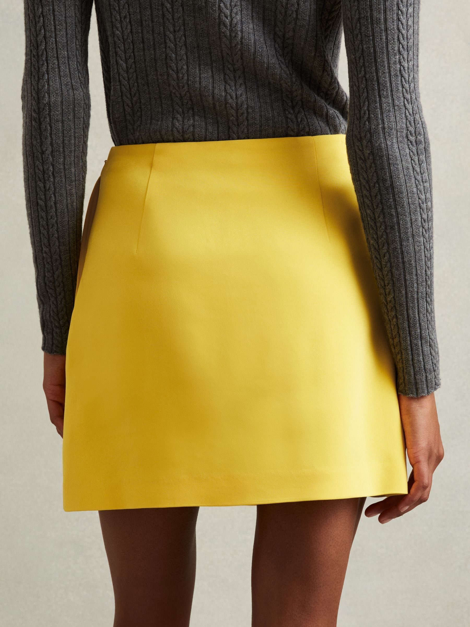 Cleo Yellow Cross-Over Mini Skirt - Image 4 of 6