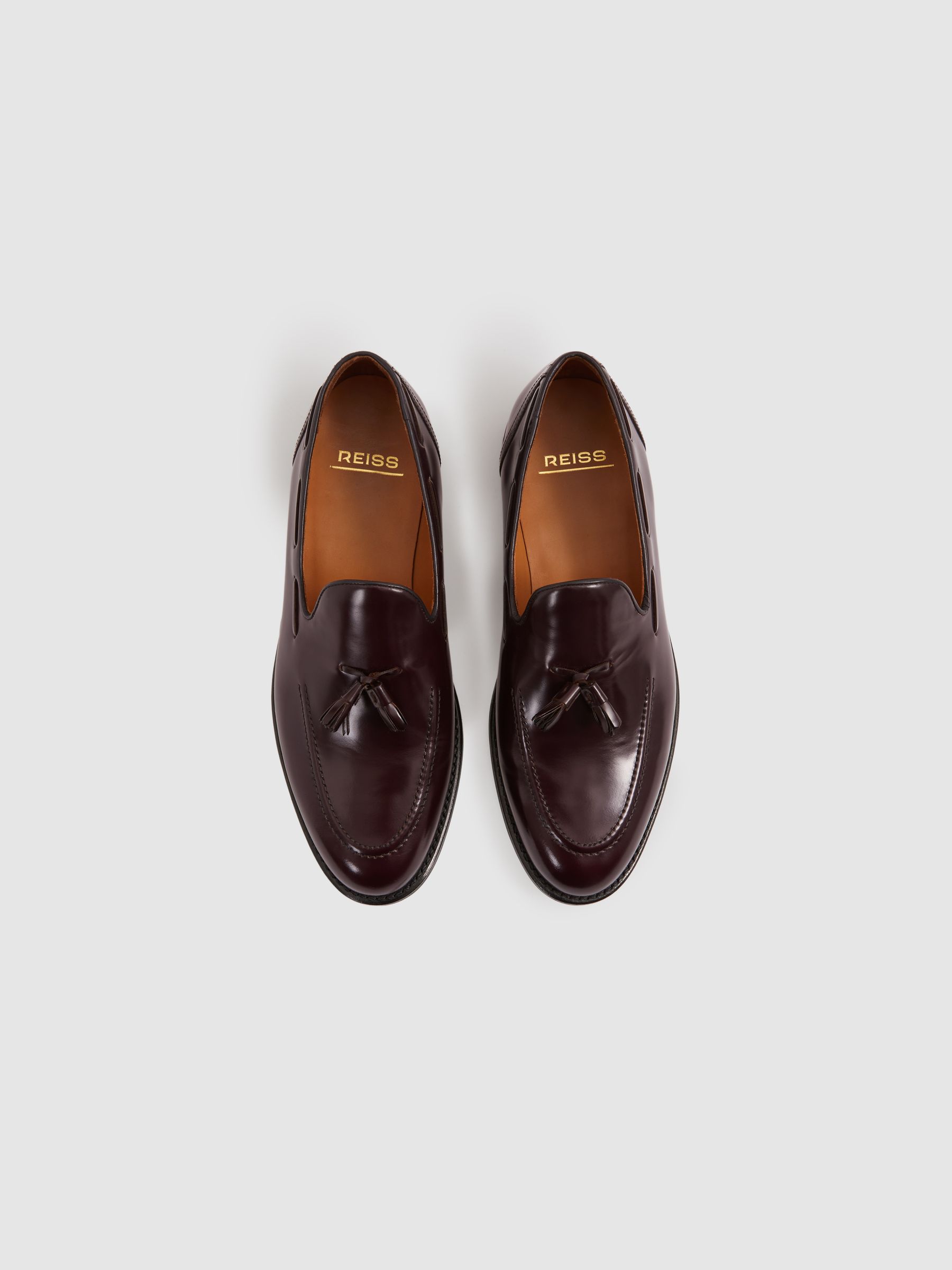 Tasselled Suede Loafers in Oxblood - Image 3 of 5