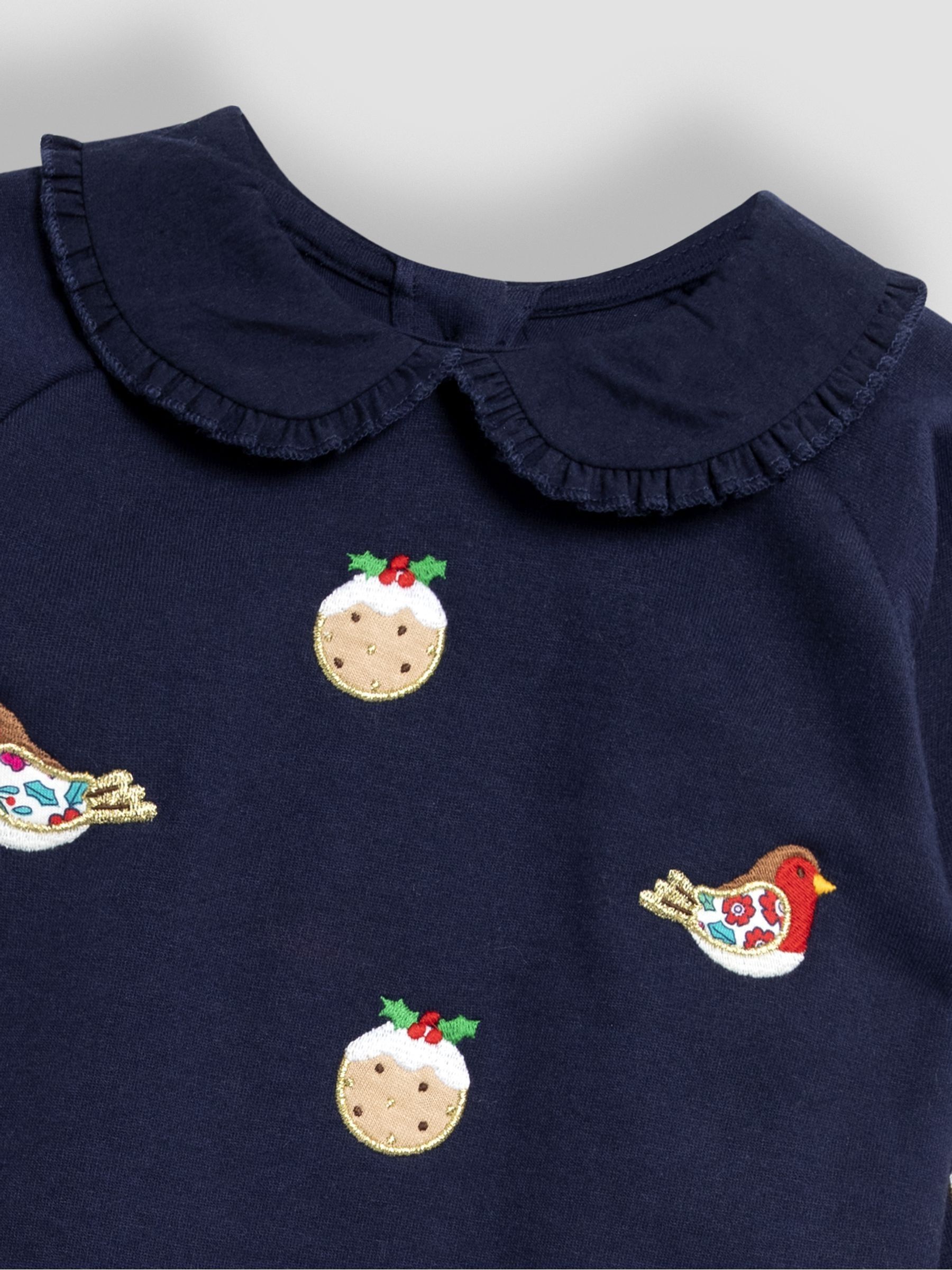 Navy Christmas Pudding And Robin Applique Sweatshirt - Image 3 of 3
